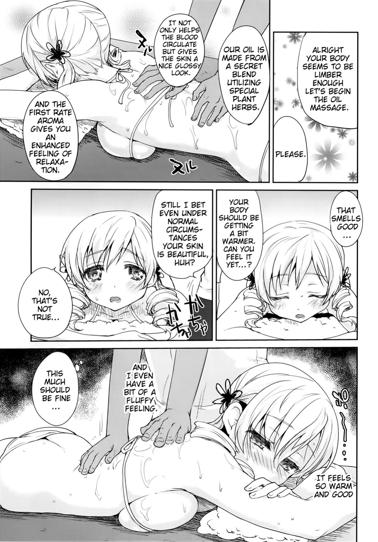 [Kaze no Gotoku! (Fubuki Poni, Fujutsushi)] Tomoe Mami Monzetsu Oil Massage | Tomoe Mami Agonizing Oil Massage (Puella Magi Madoka Magica)