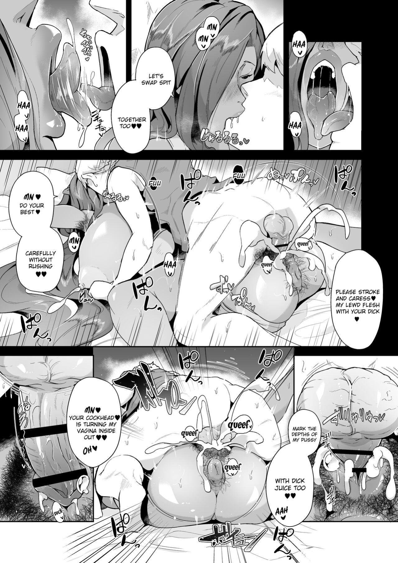 [Noumusai (Miyashiro Yousuke)] Mucchiri Dekachichi Dark Elf no Oba-san to Icha Love Fudeoroshi Seikatsu | Lovey-dovey Devirginization Life with a Big Titty Middle Aged Dark Elf Woman [Hairy Version]