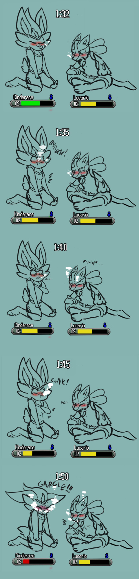[SirenQueenPan (Pokepan11)] Cinderace VS Lucario! Breathhold Battle!