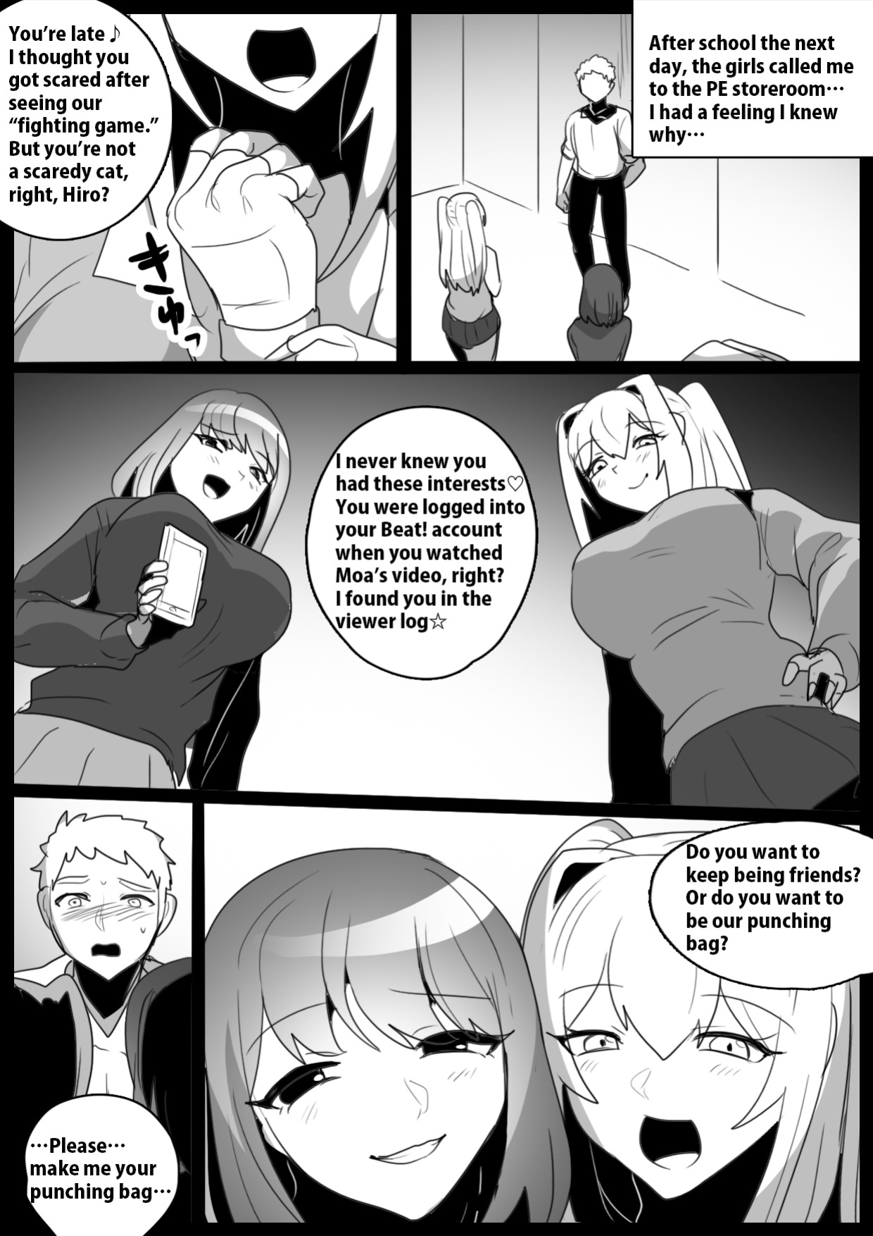 [The Nation of Head Scissors (kubi4, Toppogi)] Onaji Class no Onna Tomodachi ni Maso Bare shite, Sandbag Dorei ni Otosareta Hanashi. | Turned into a punching bag slave by two girls in my class who found out I was a masochist