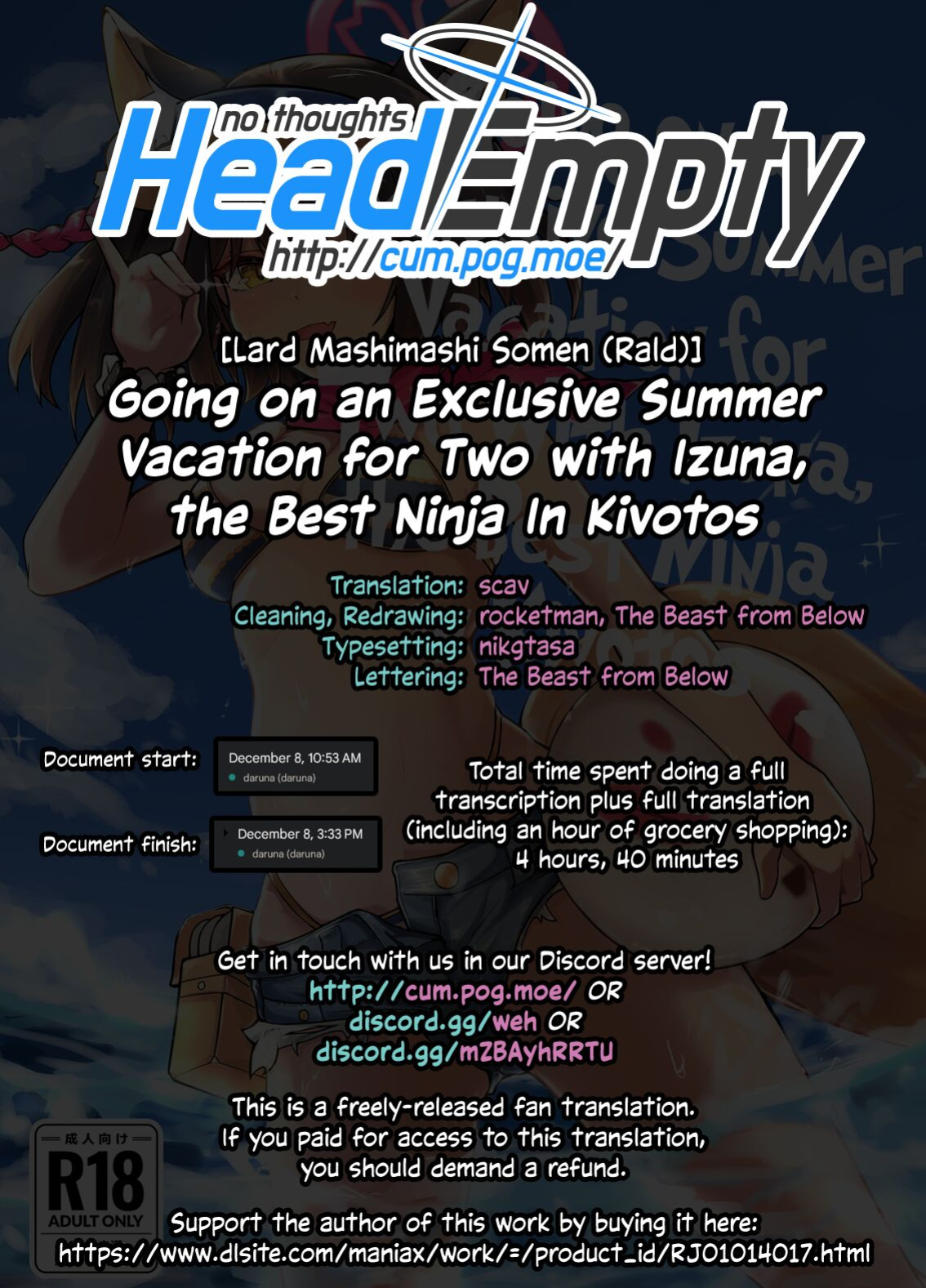 [Lard Mashimashi Somen (Rald)] Kivotos Saikou no Ninja to Sugosu Futarikiri no Kaki Kyuuka | Going on an Exclusive Summer Vacation for Two with Izuna, the Best Ninja In Kivotos (Blue Archive) [head empty]