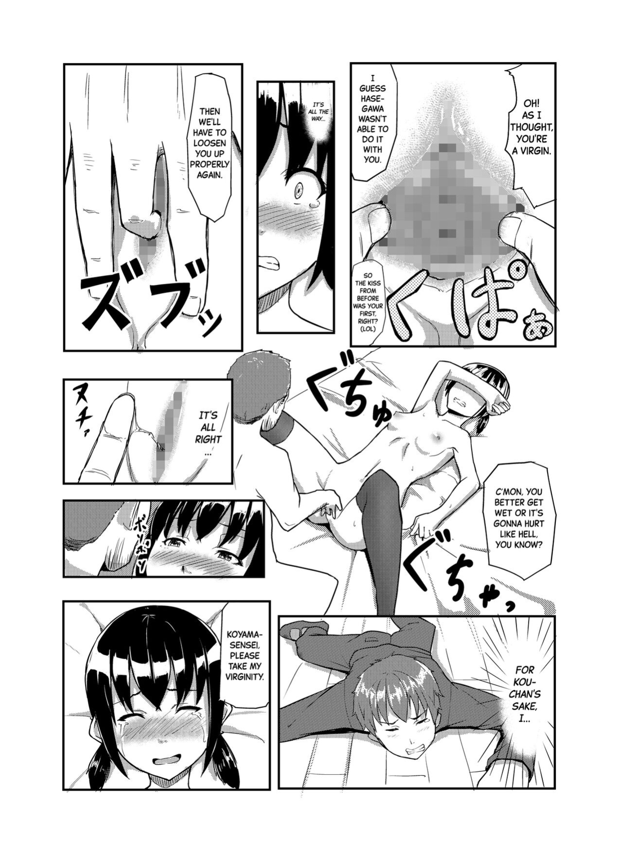 [Chonmage Teikoku (Magekichi)] Chuunen Kyoushi ni Netorareta Osananajimi | Childhood Friend Cuckolded by a Middle-aged School Teacher [Black Grimoires]