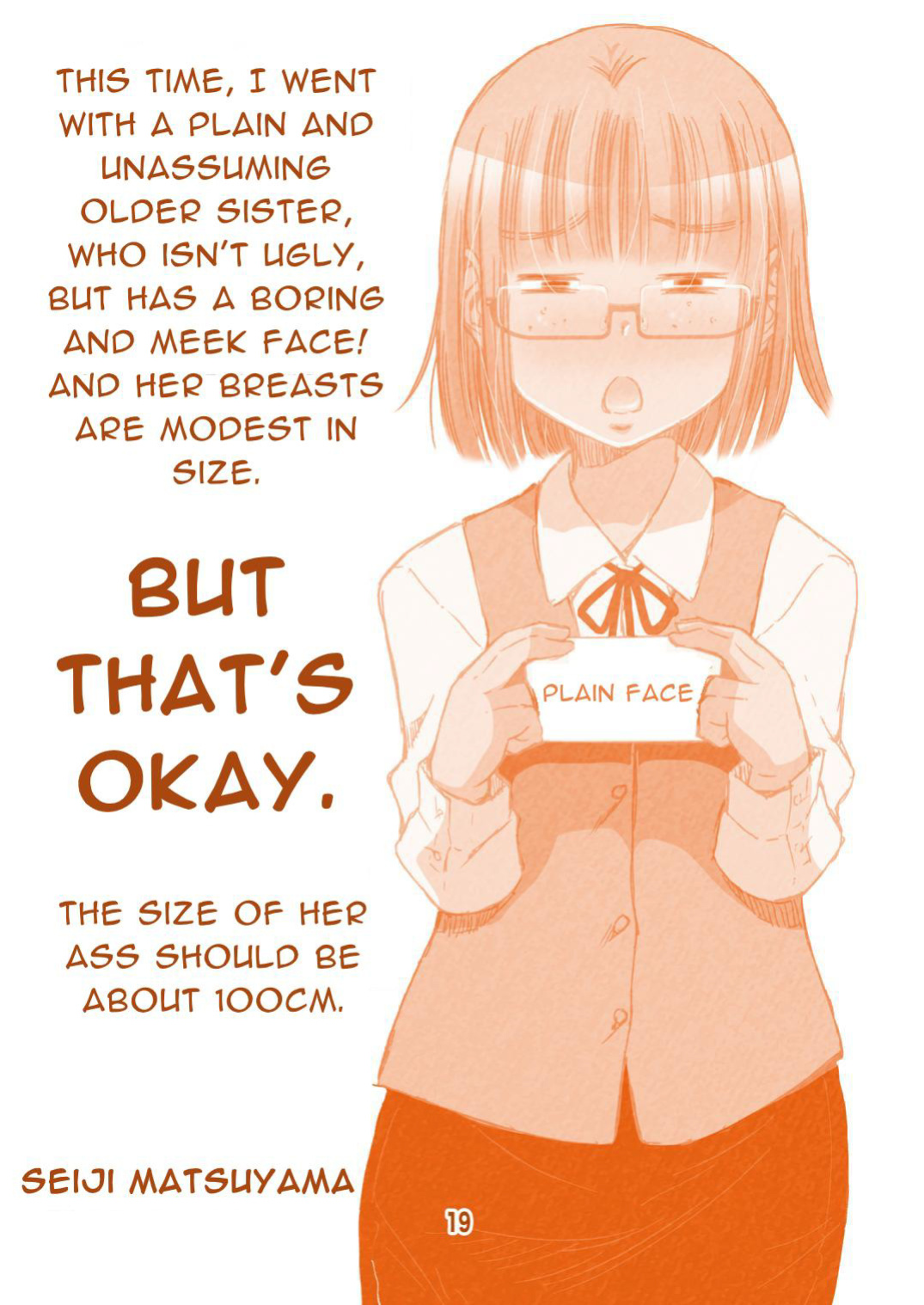 [Matsuyama Seiji (Matsuyama Seiji)] Yarashite Kureru Jimi-gao Onee-chan. [Red Eye] [DLSite] [Translators Unite]