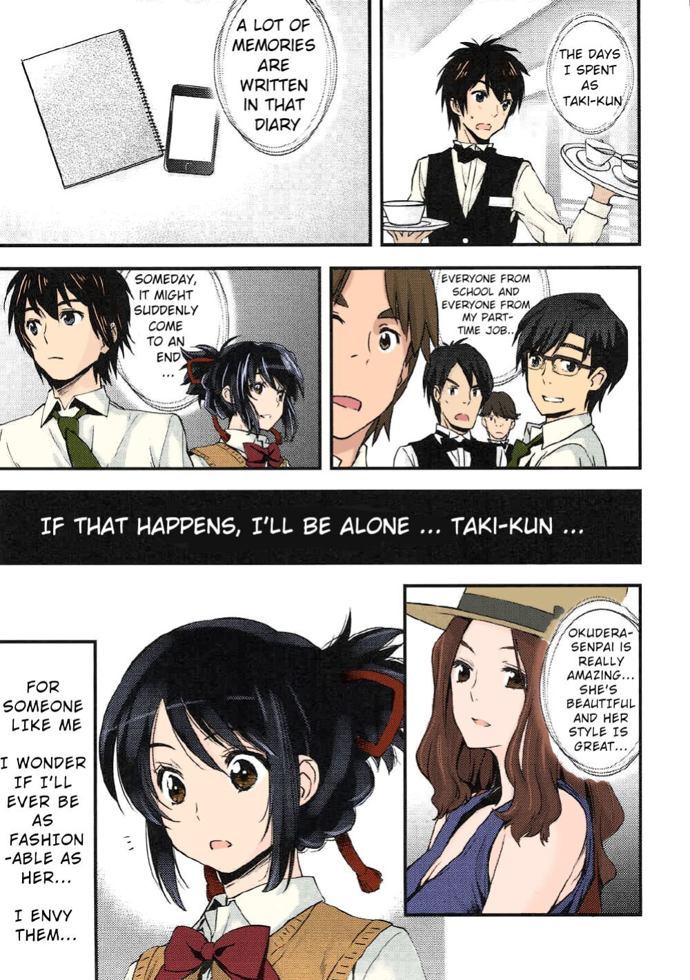 Kimi no Na wa. - & and & - Mitsuha Miyamziu & Teshigawara Katsuhiko (Coelacanth) (colored by mikakucoloring)