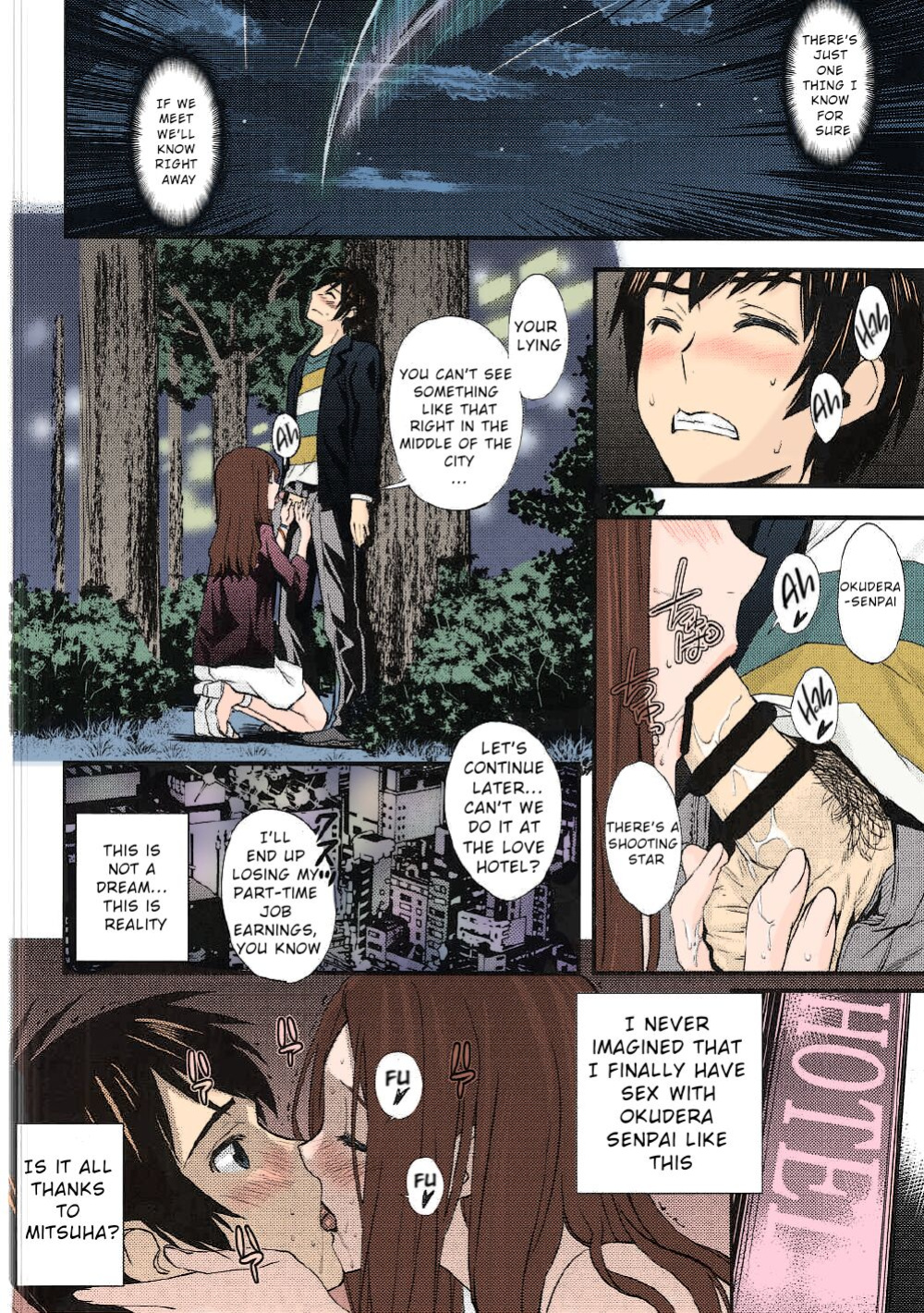 Kimi no Na wa. - & and & - Mitsuha Miyamziu & Teshigawara Katsuhiko (Coelacanth) (colored by mikakucoloring)