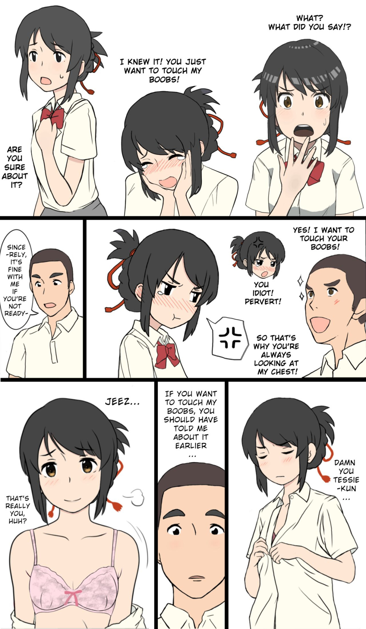 Kimi no Na wa. - & and & - Mitsuha Miyamziu & Teshigawara Katsuhiko (Coelacanth) (colored by mikakucoloring)