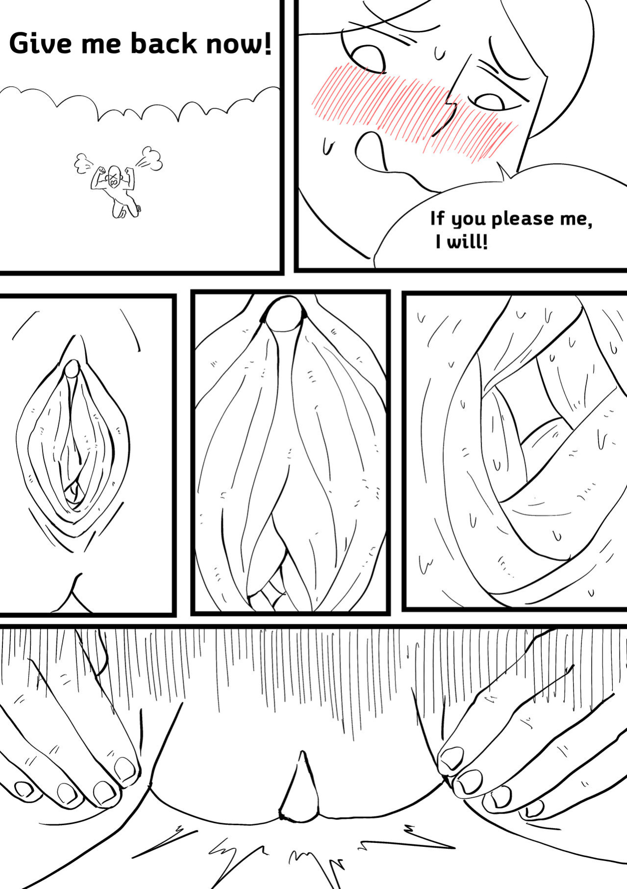 Exploration of the mother's uterus (1-7){by inside}