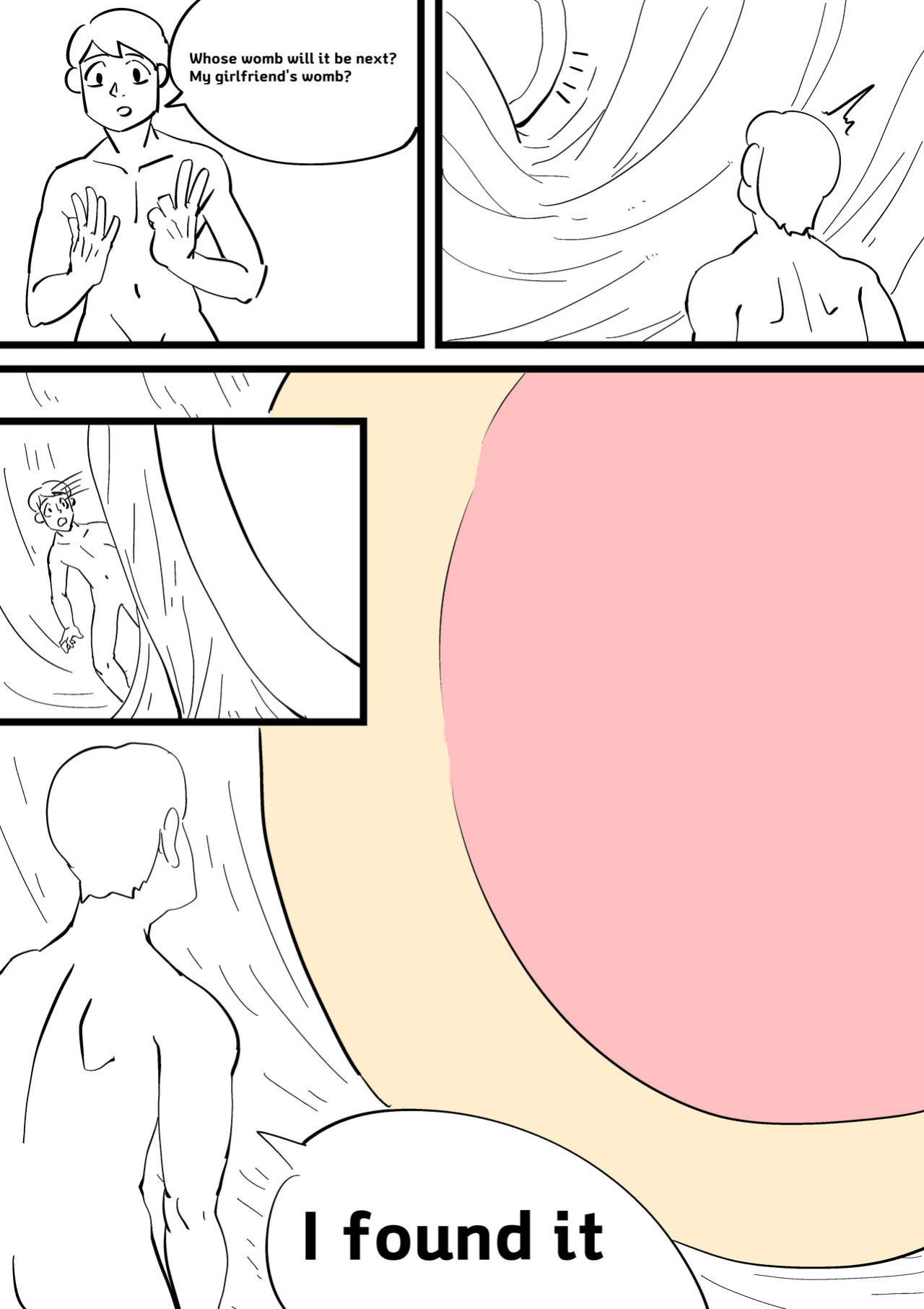 Exploration of the mother's uterus (1-7){by inside}