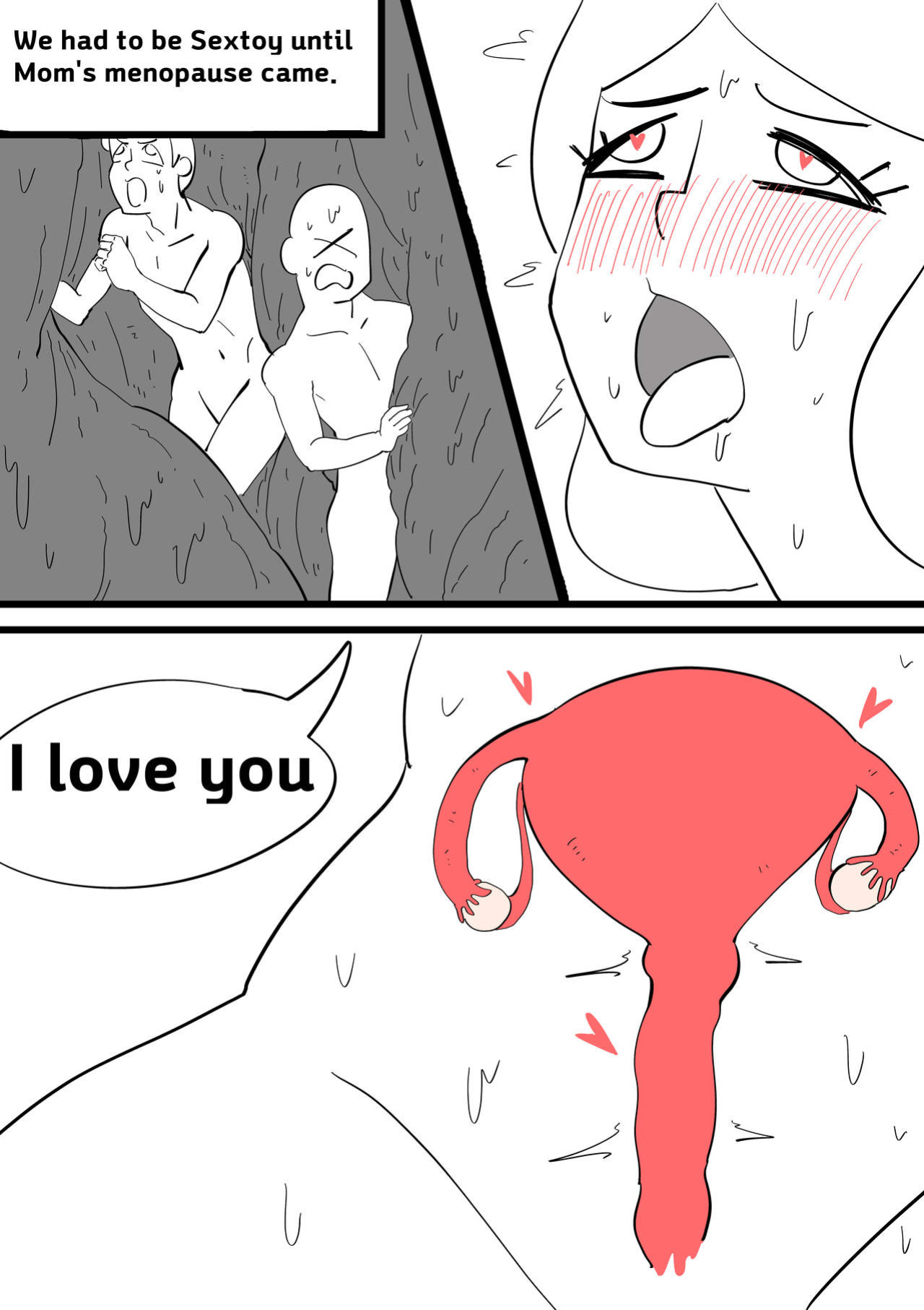 Exploration of the mother's uterus (1-7){by inside}