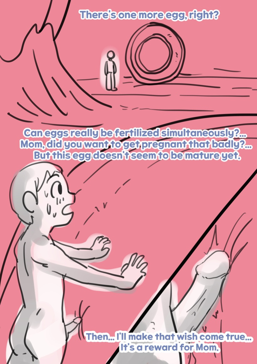 Exploration of the mother's uterus (1-7){by inside}