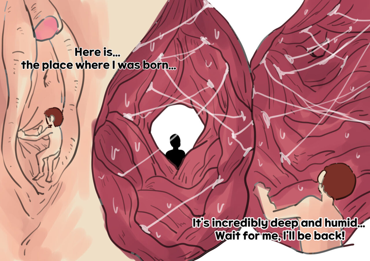 Exploration of the mother's uterus (1-7){by inside}