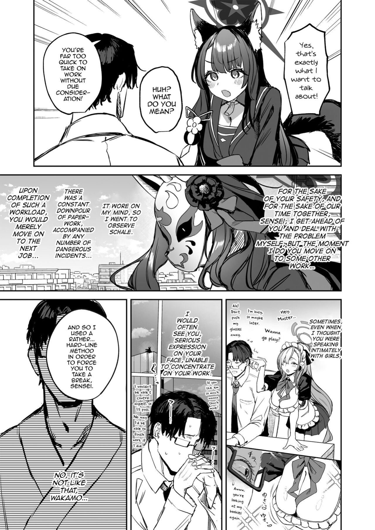 [Kawaraya-Koubou (Kawaraya)] Yane no Shita Wakamo to Futari Omotenashi | Underneath One Roof, Together With Wakamo, Hospitality. (Blue Archive)