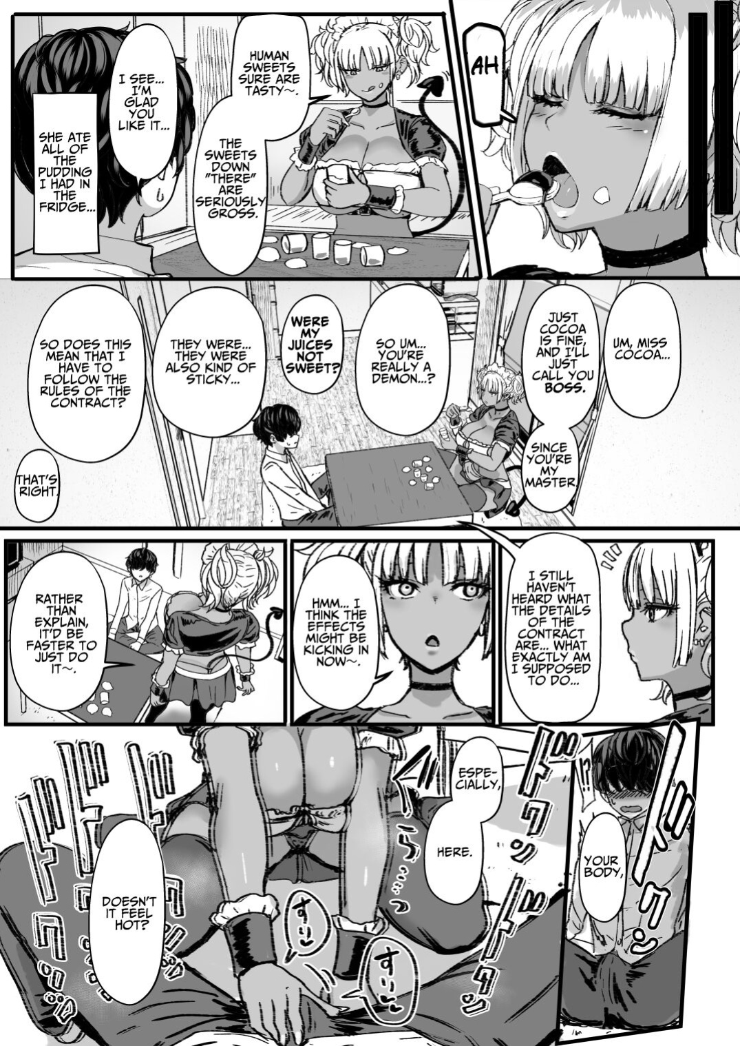 [NOSEBLEED (Miyamoto Issa)] Kuro Gal Maid Inma, Goshu o Kuu. | Kuro-Gyaru Succubus Maid Devours Her Master [Benri]