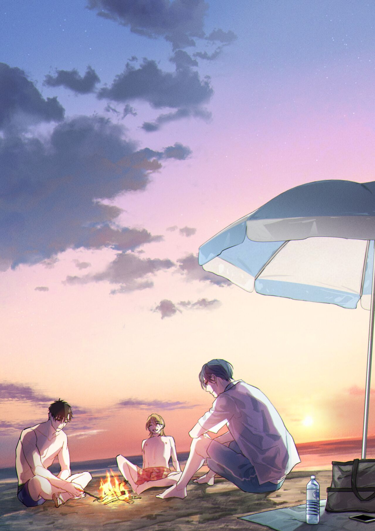 [NS (Nabara Shouko)] Tachi to Neko Docchi ga Ii no? | Top or Bottom? 3 ~Vacation 3-way Sex~