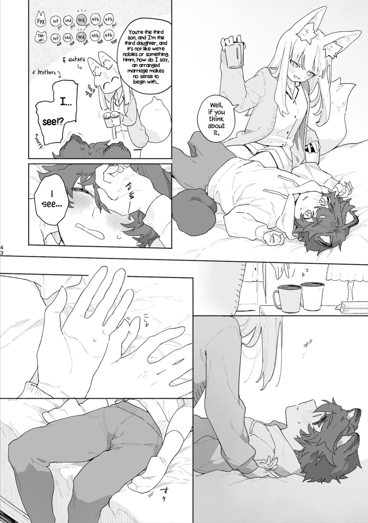 [pink carrot (usachanGET)] Otoko ga Uke - Kitsune-chan X Tanuki-kun | ♂ ga uke. Kitsune-chan × tanuki-kun [Tabunne Scans]