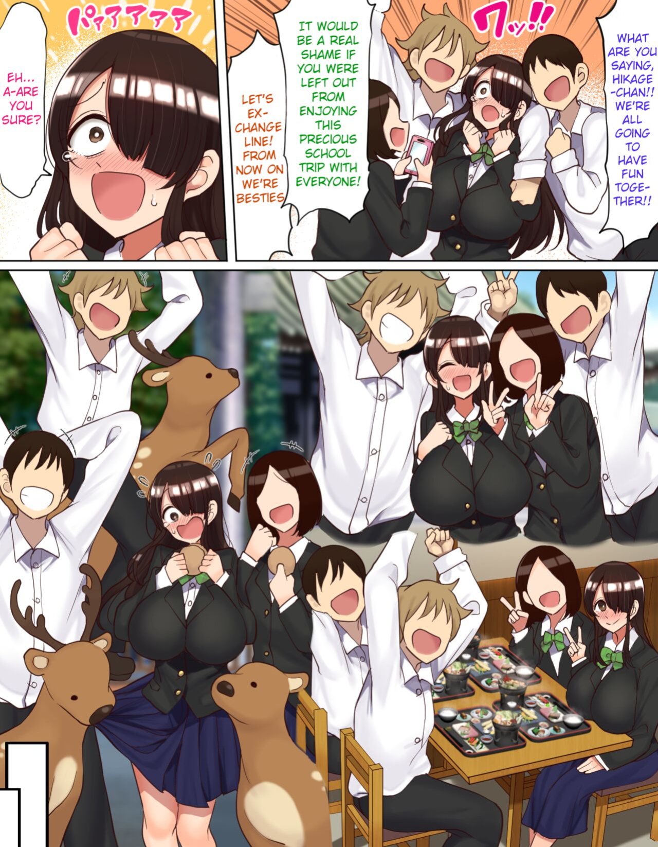 [Hamusuta-nonikomi (Motsuaki)] Shuugaku Ryokou de YouCha to Onaji Group ni Nacchatta Mekakure InCha-chan | Gloomy-chan Ended Up in a Lively Group on the School Trip [Raknnkarscans]