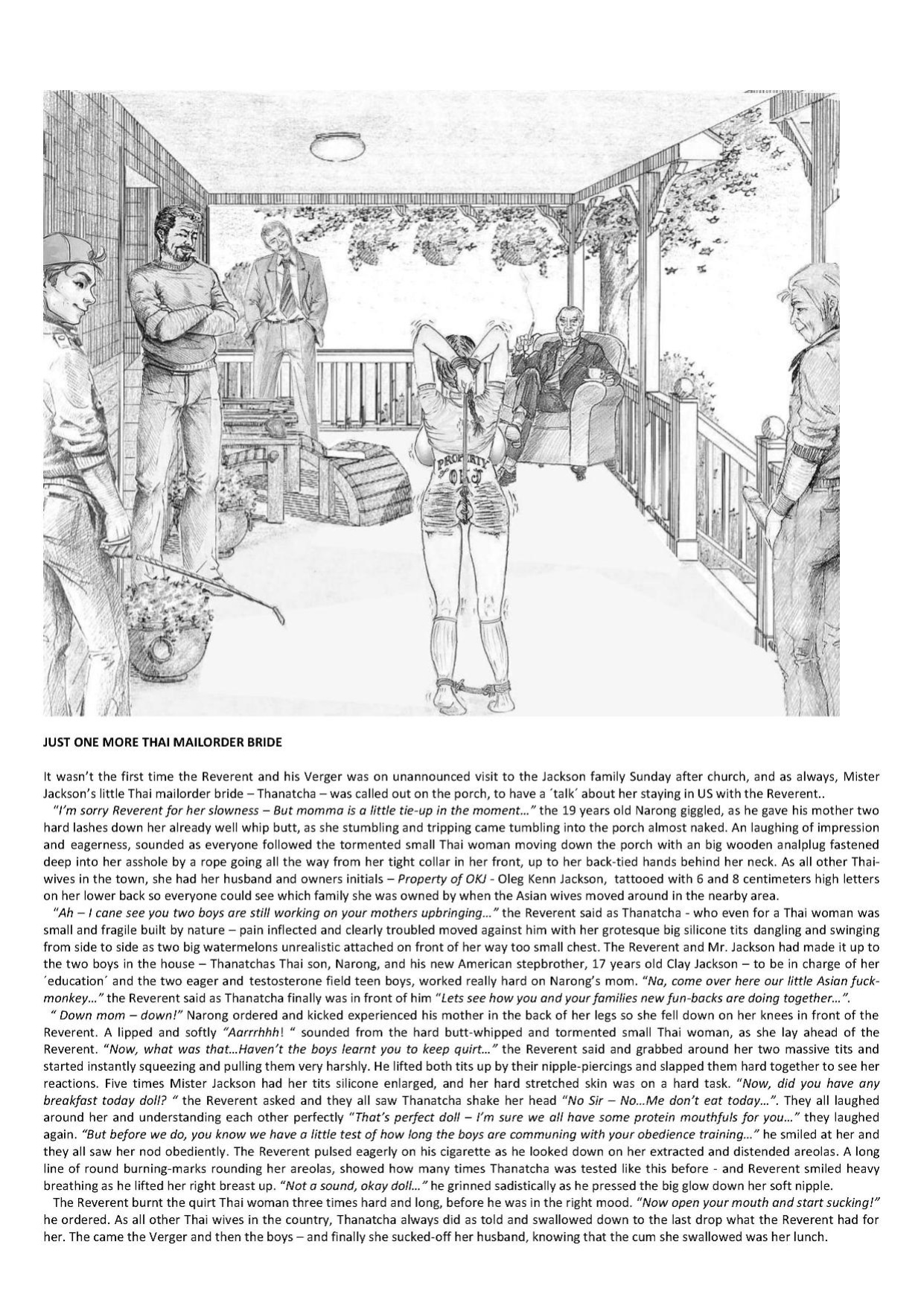 Joseph Farrel Re-drawings with text "Housewives in despair 3"