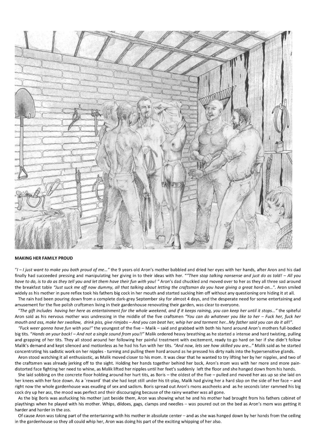 Joseph Farrel Re-drawings with text "Housewives in despair 3"