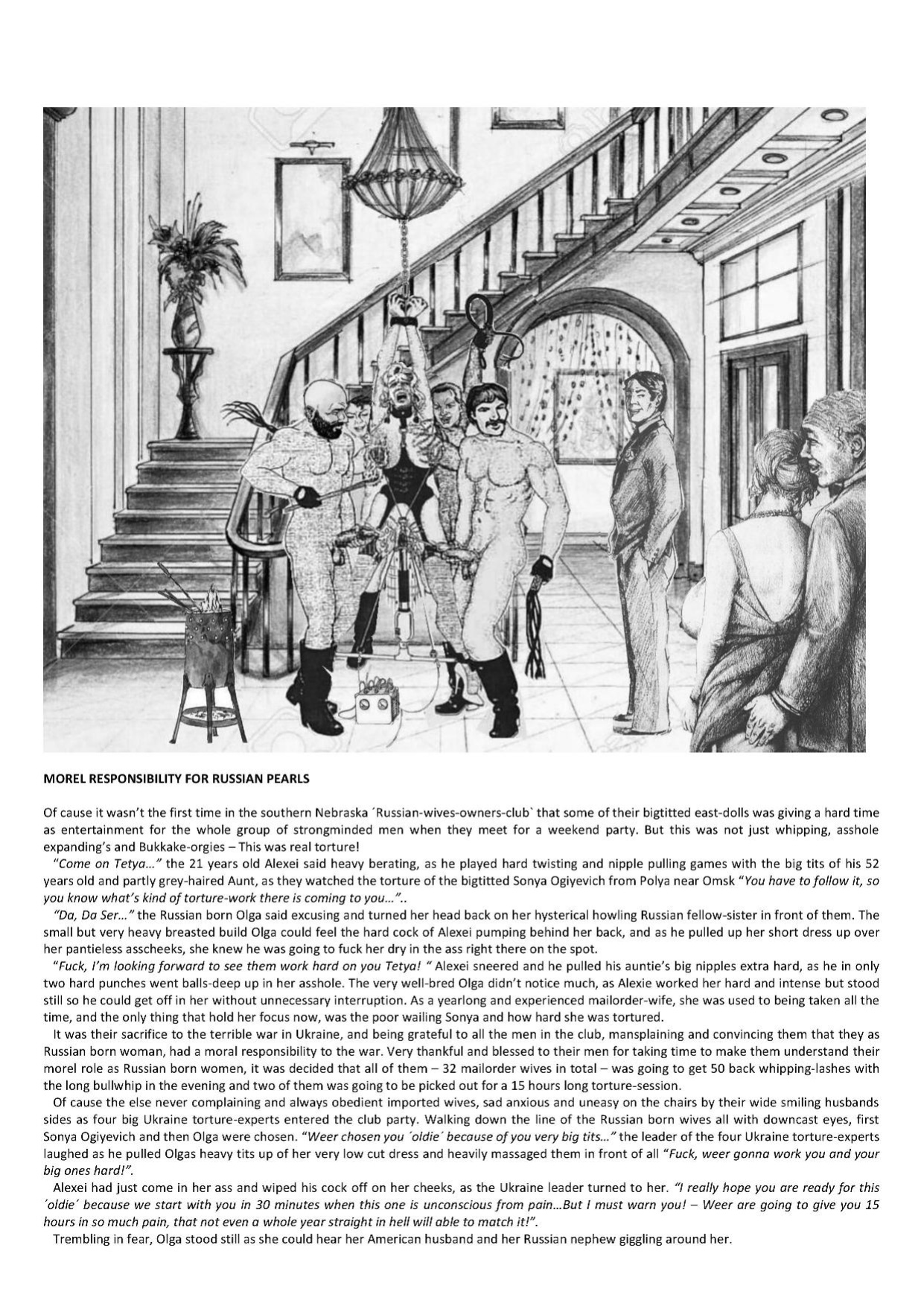 Joseph Farrel Re-drawings with text "Housewives in despair 3"