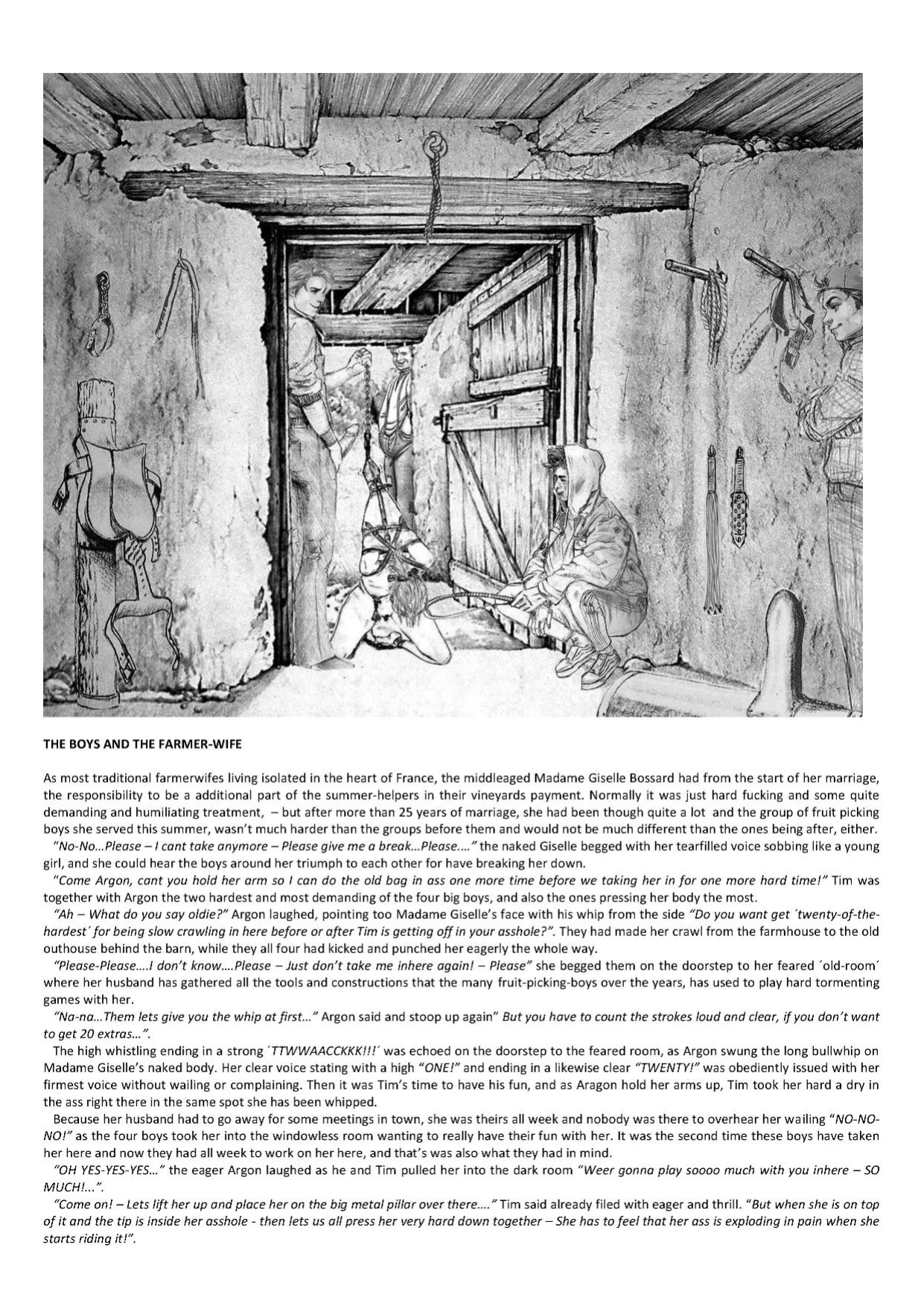 Joseph Farrel Re-drawings with text "Housewives in despair 3"