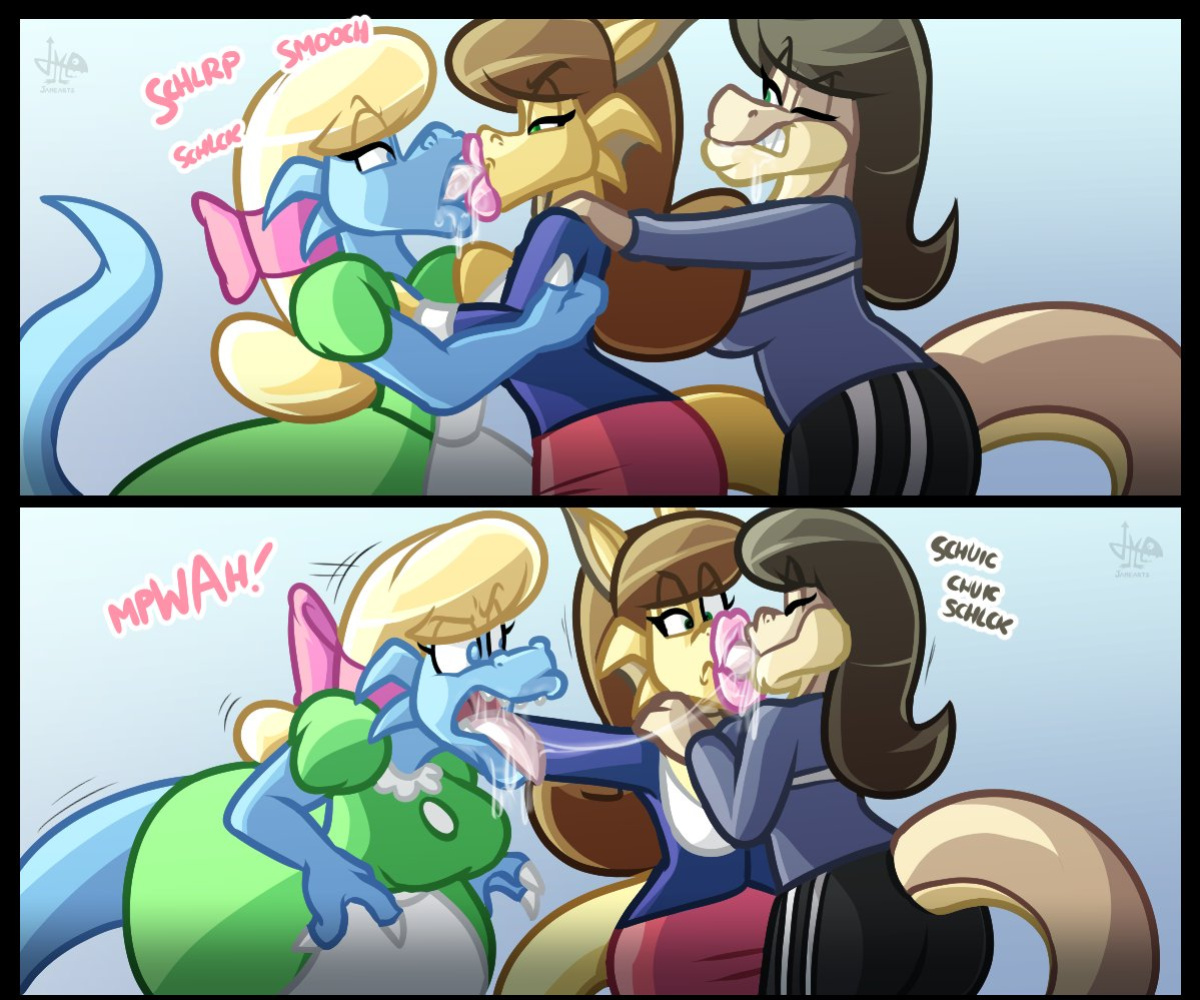 [JAMEArts] Be mine ...dork!, Three-Way kiss, & Tongue Sucking Ladies