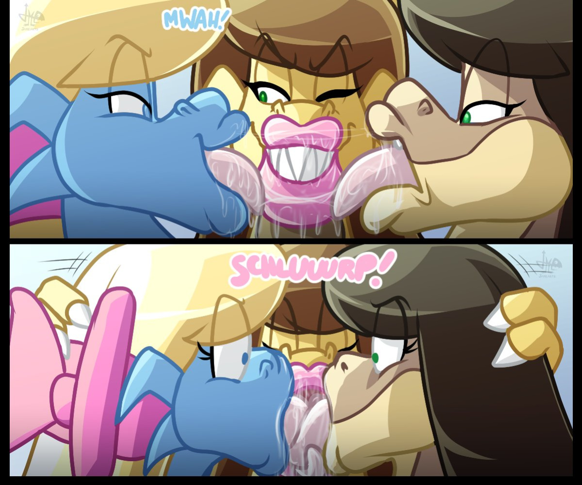 [JAMEArts] Be mine ...dork!, Three-Way kiss, & Tongue Sucking Ladies