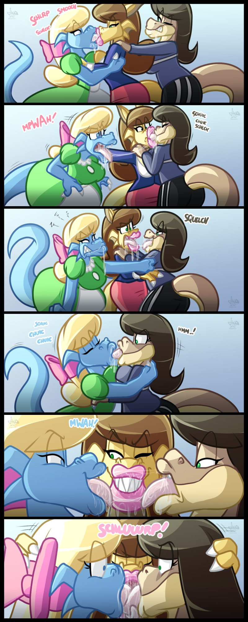 [JAMEArts] Be mine ...dork!, Three-Way kiss, & Tongue Sucking Ladies