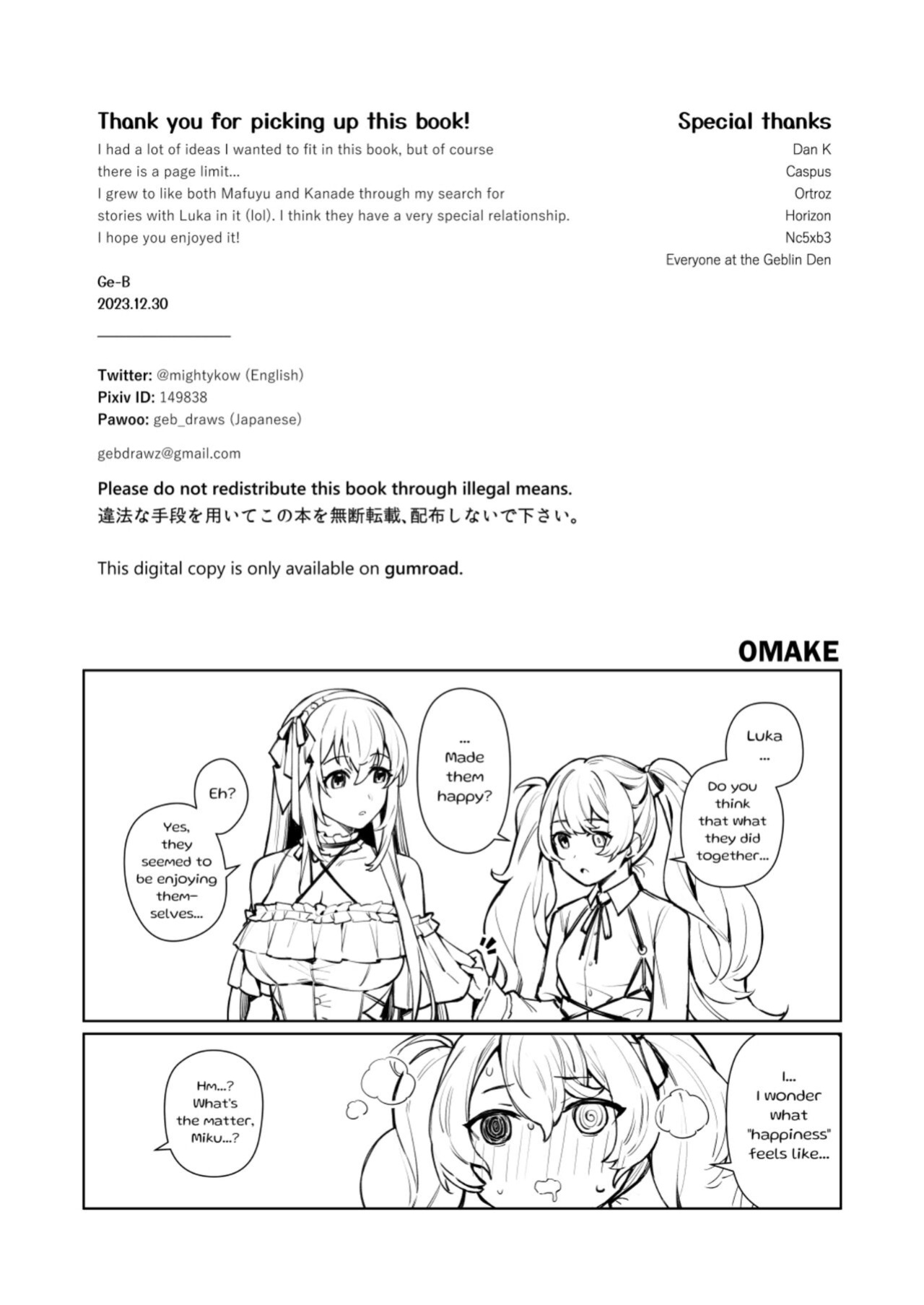 [Ge-B] (Kanade x Mafuyu, doujinshi) Forbidden Love's Song (ENG)