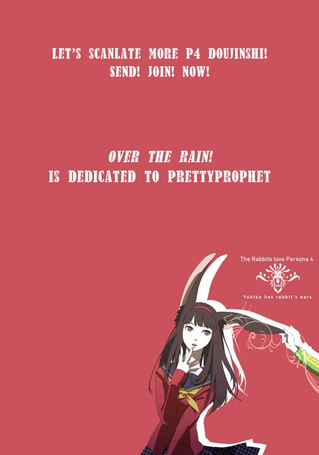 (C74) [Uguisuya (Uguisu Kagura)] over the rain!! (Persona 4) [The Randy Rabbit]