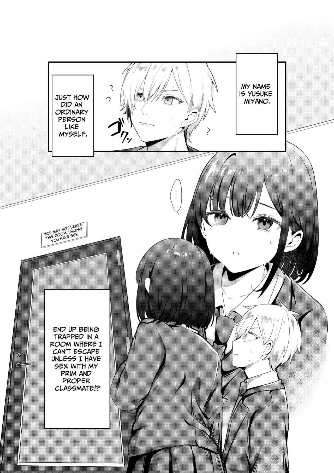 [Whisp (Ariichi Kyuu)] Sex Shinai to Derarenai Heya ni Seiso na Ano Ko to Tojikomerareru | Trapped in a Sex-Locked Room with that Prim & Proper Girl [Benri]
