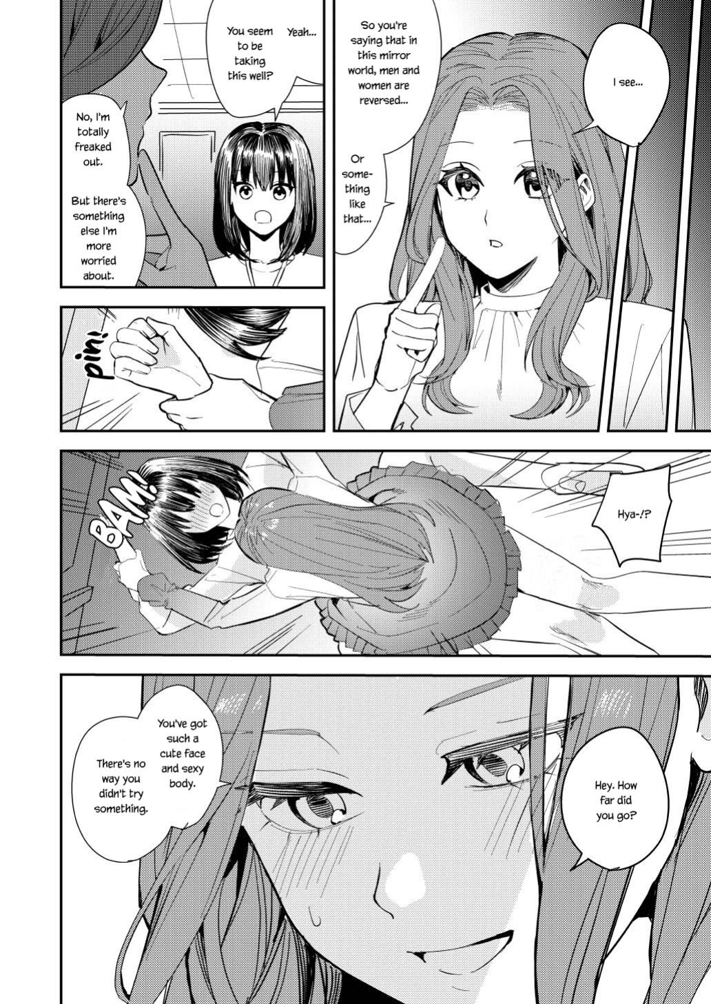 [TSF Mousou Chikusekijo (Minaduki Nanana, Betty)] Ore wa Kagami no Kuni de Onna ni Kawaru ~Seibetsu Hanten Sekai de Onna no Kaikan o Musaboru Hanashi~ {Sankaku}
