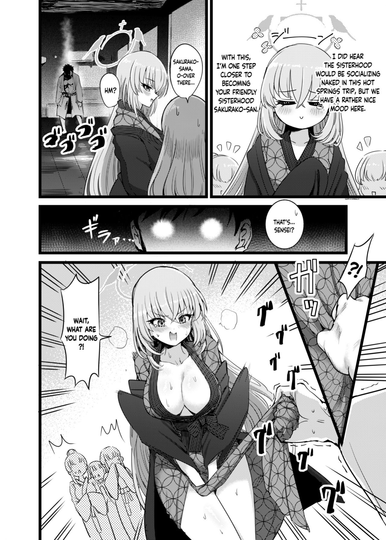 [Hannari Ashigaru (pizzasi)] Yukemuri Biyaku Jiken!! Tatakae!! SEX Avengers!! | The Hot Springs Aphrodisiac Incident! Fight on, SEX Avengers!! (Blue Archive) [Douzo Lad Translations]