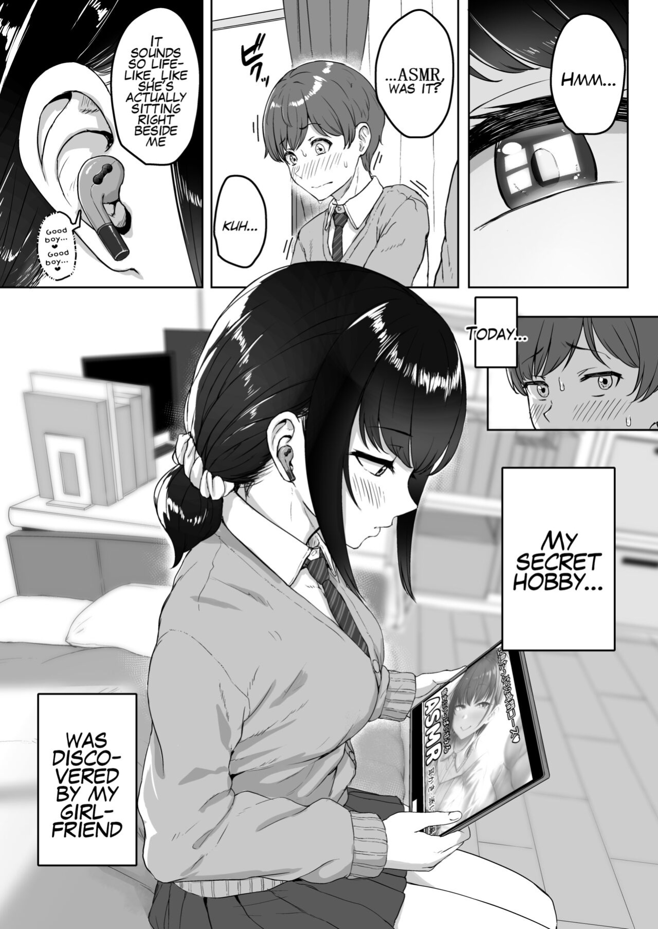 [Aoi Dennou (Aoi Tiduru)] Kouhai Kanojo ni ASMR Kiiteru no ga Baremashita | My Younger Girlfriend Caught Me Listening To ASMR