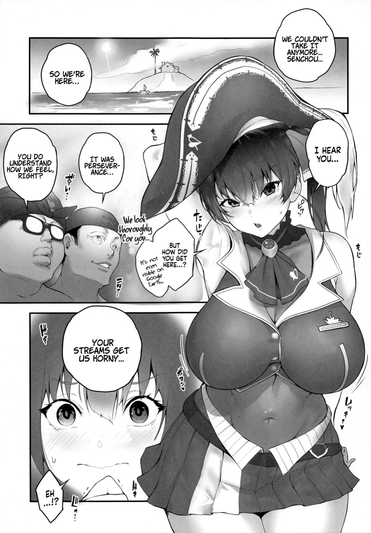 (COMIC1☆20) [Kachiwari Jikkenshitsu ] Senchou Orera Kichaimashita | Senchou, We're Here (Houshou Marine)