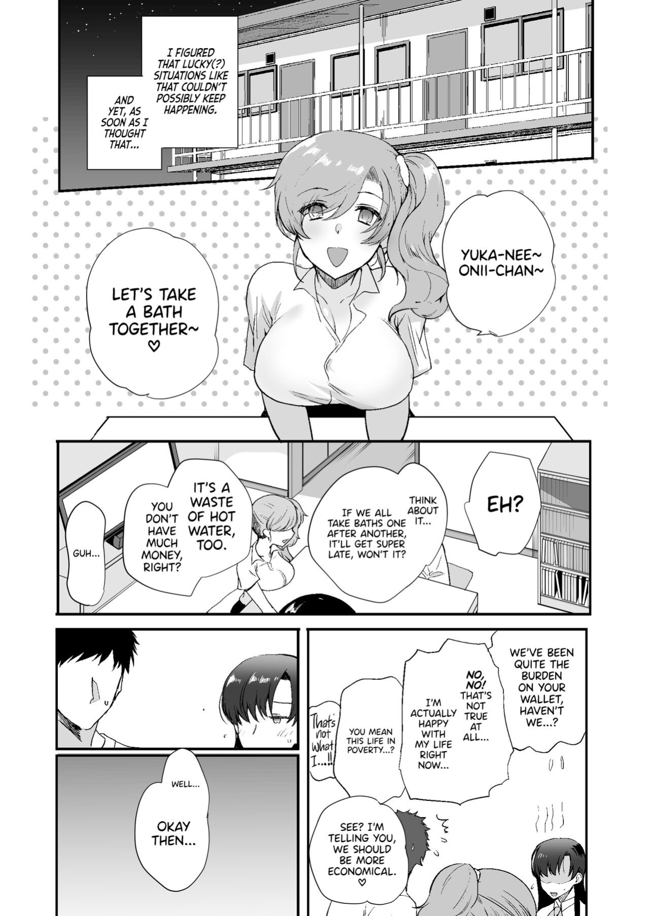 [Aomizuan (Kirimoto Yuuji)] Erosugiru Doukyonin ~ Dosukebe Shimai to 1K Doukyo Seikatsu ~ | My Roommates Are Way Too Lewd ~Living in a One-Room Apartment With Two Perverted Sisters~ {RedLantern}