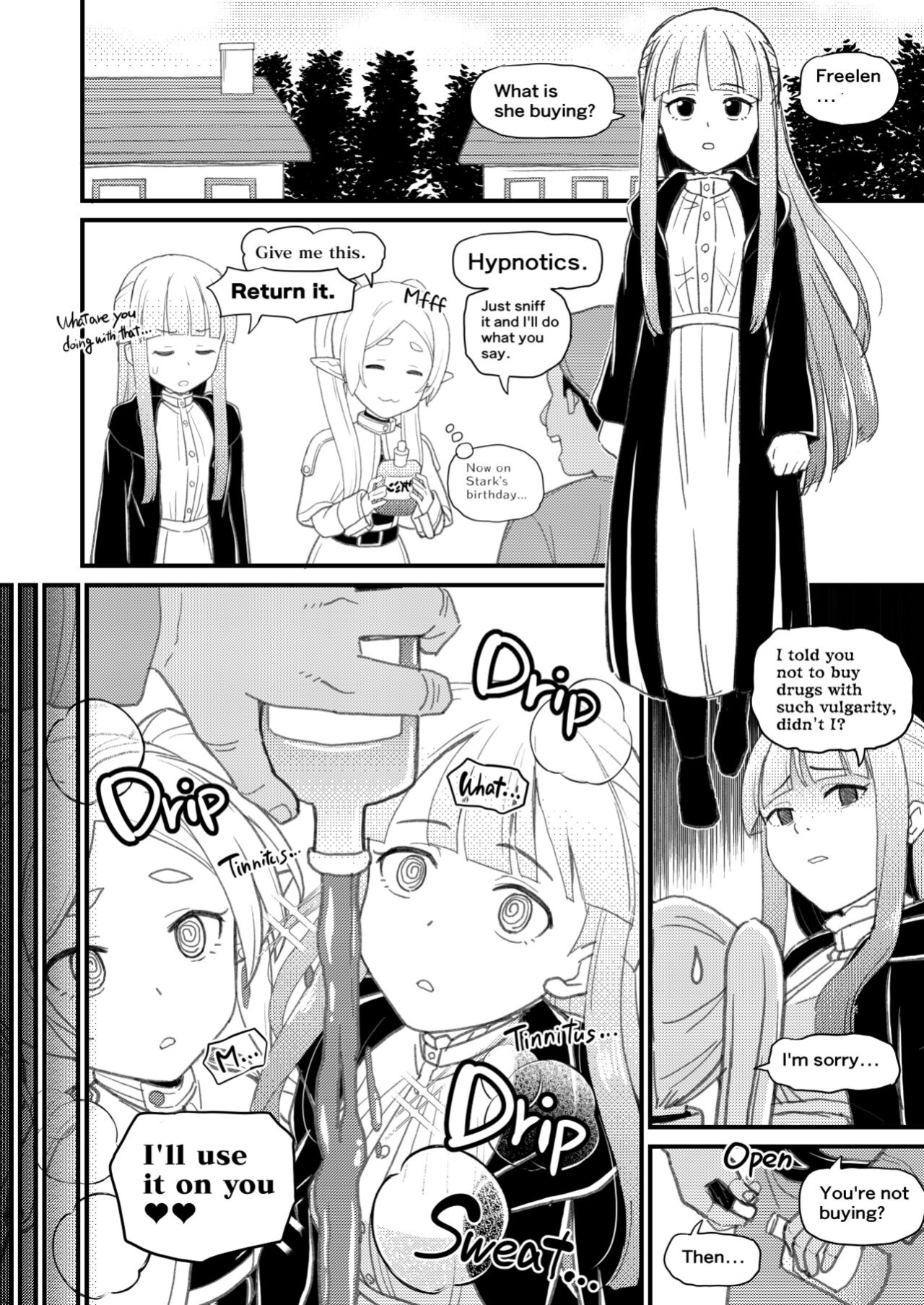 [botibotiikoka (takku)] Frieren-sama henna kusuri o kau no wa oyame kudasai | Freelen,please don't buy strange drugs. (Sousou no Frieren)