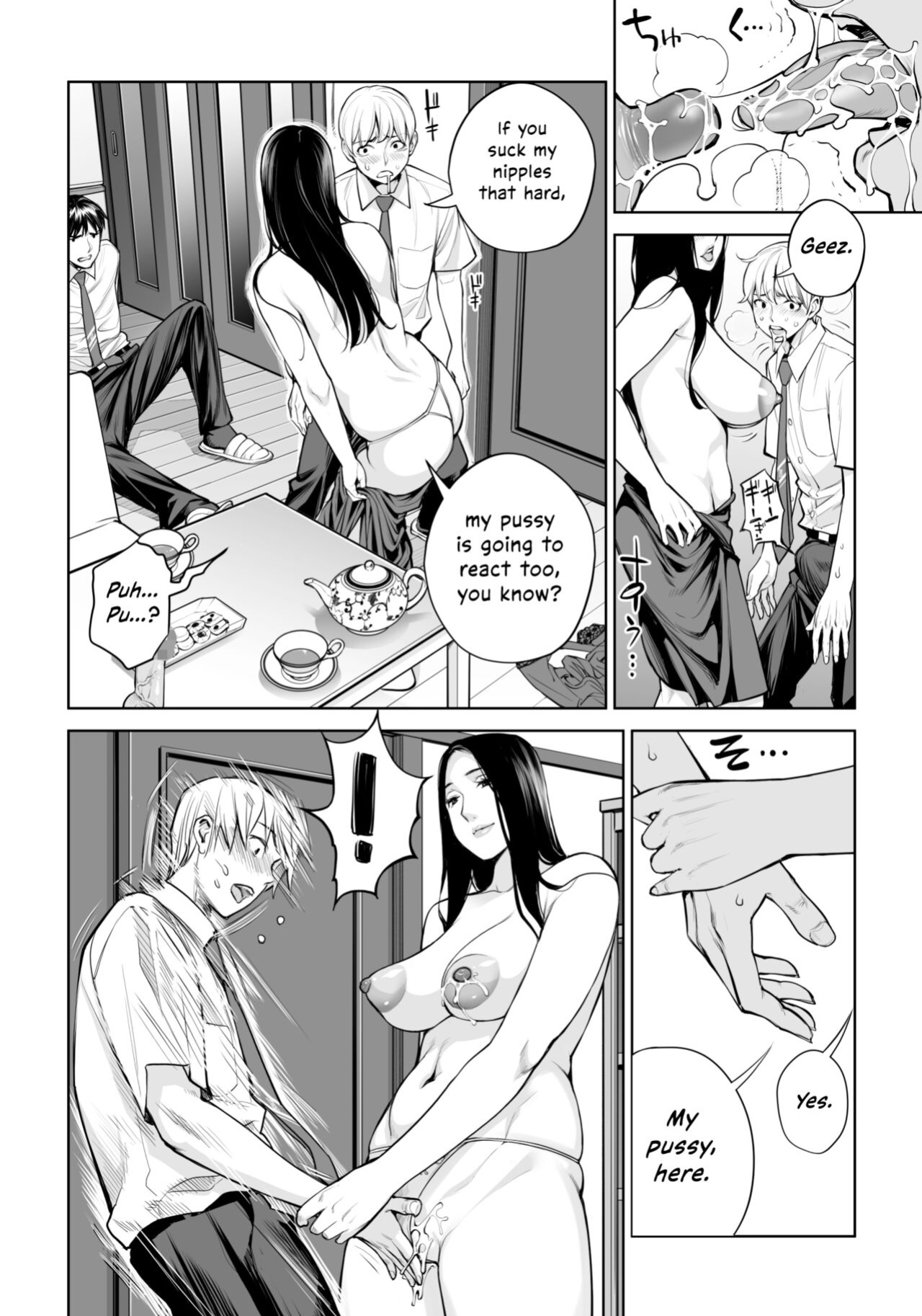 [HGT Labo (Tsusauto)] Kurokami Onna no Fudeoroshi ~Himitsu no Heya de Nakadashi Sasete Ageru wa~ [Vivid Rabbit Translation]
