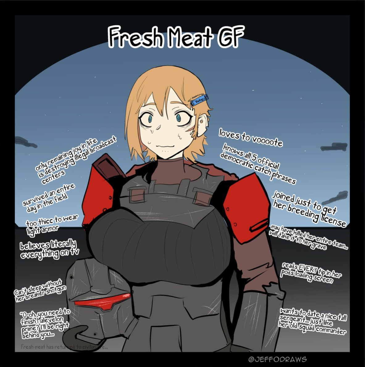 [Jeffodraws] Fresh Meat GF (Helldivers 2)