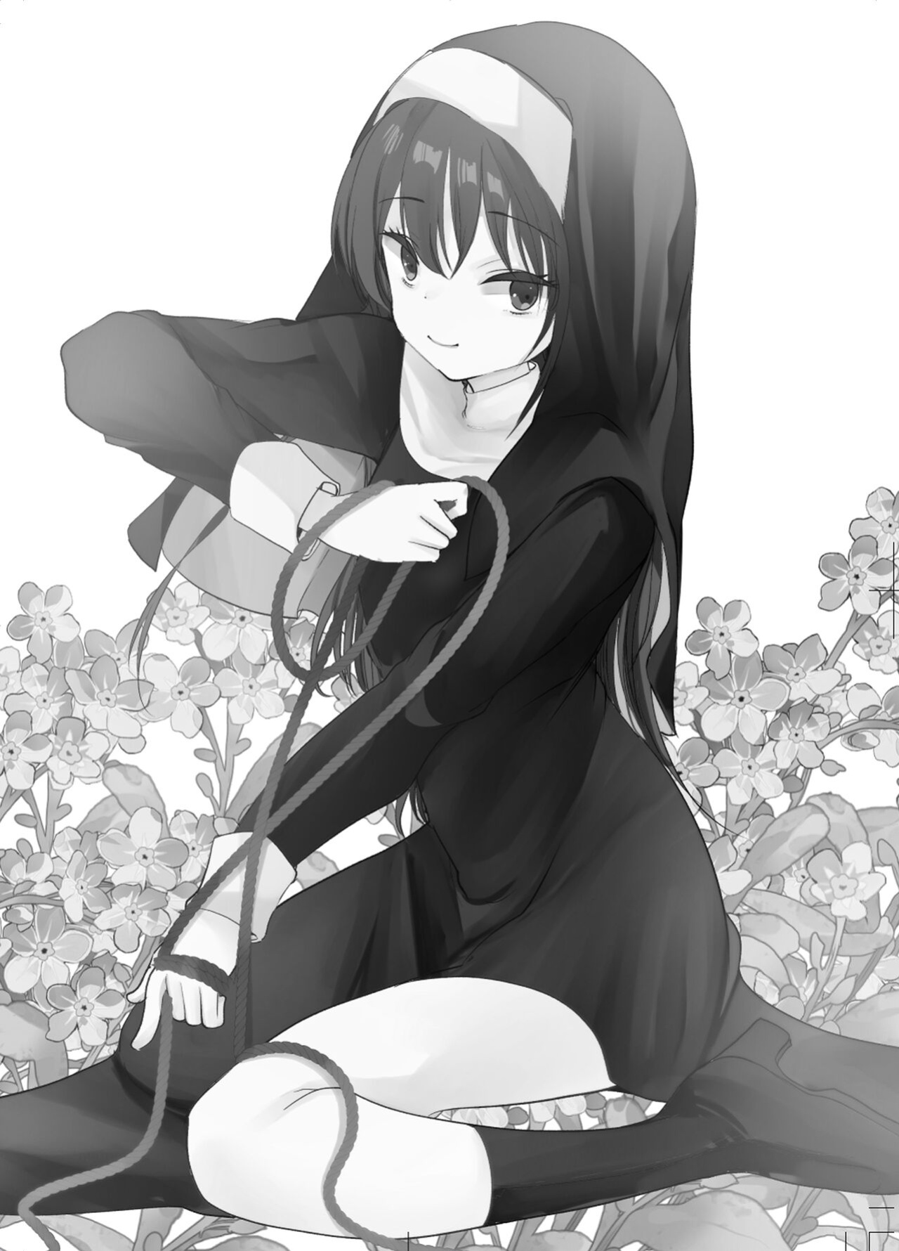 [Amaichigo (Kameyoshi Ichiko)] Kurokami no Maria-sama | Ejaculation Controlled MegaCUM Handjob From The Holy Mother [Benri]
