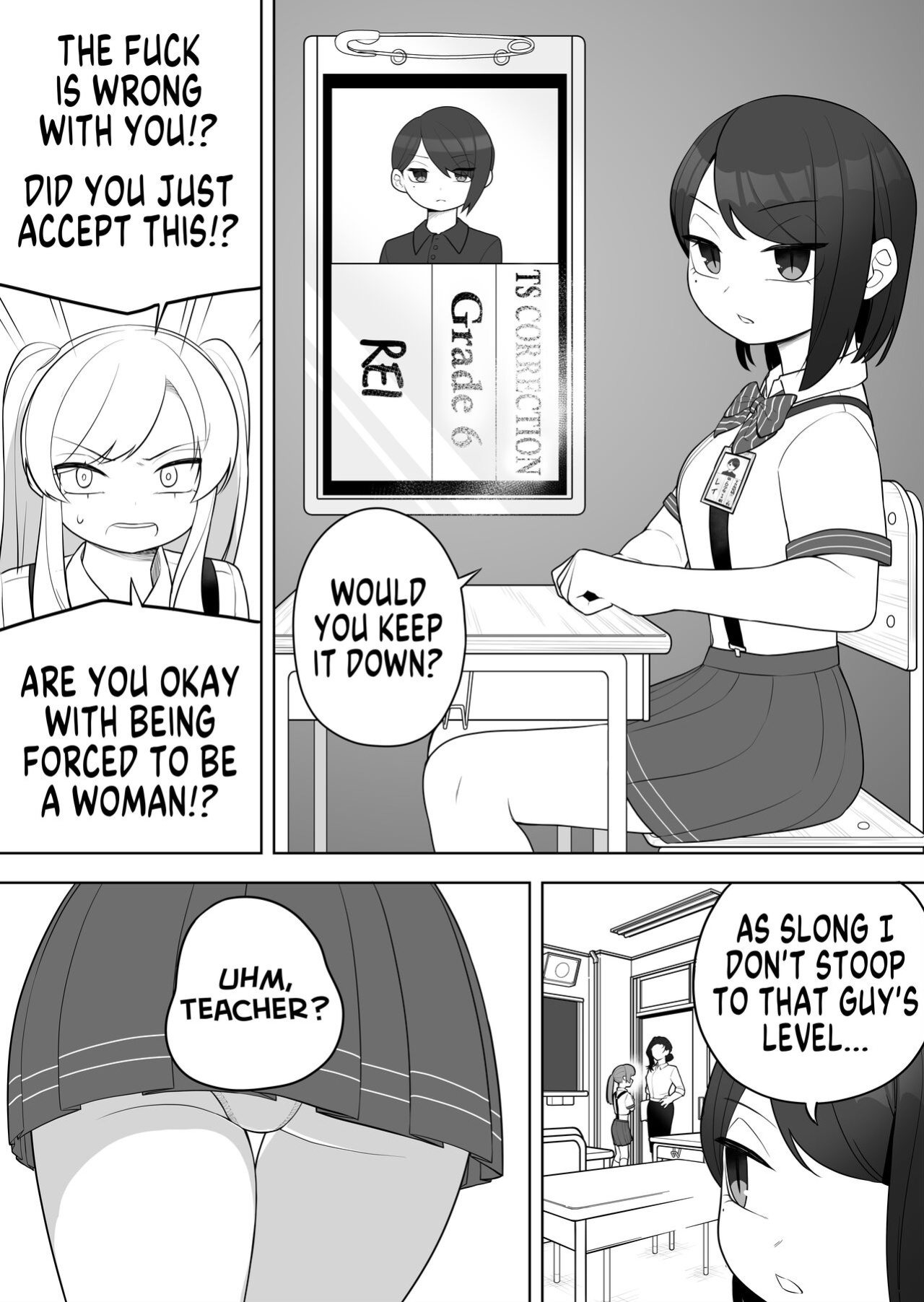 [Amuai Okashi Seisakusho (Ochita Ato Daisuki Samurai, Ahoge Kinoko)] Kyousei Gimukyouiku! TS Ecchi na Onnanoko Kunrenkou! | Correction and Duty Education! Training School for Lewd TS Girls! [GTF]