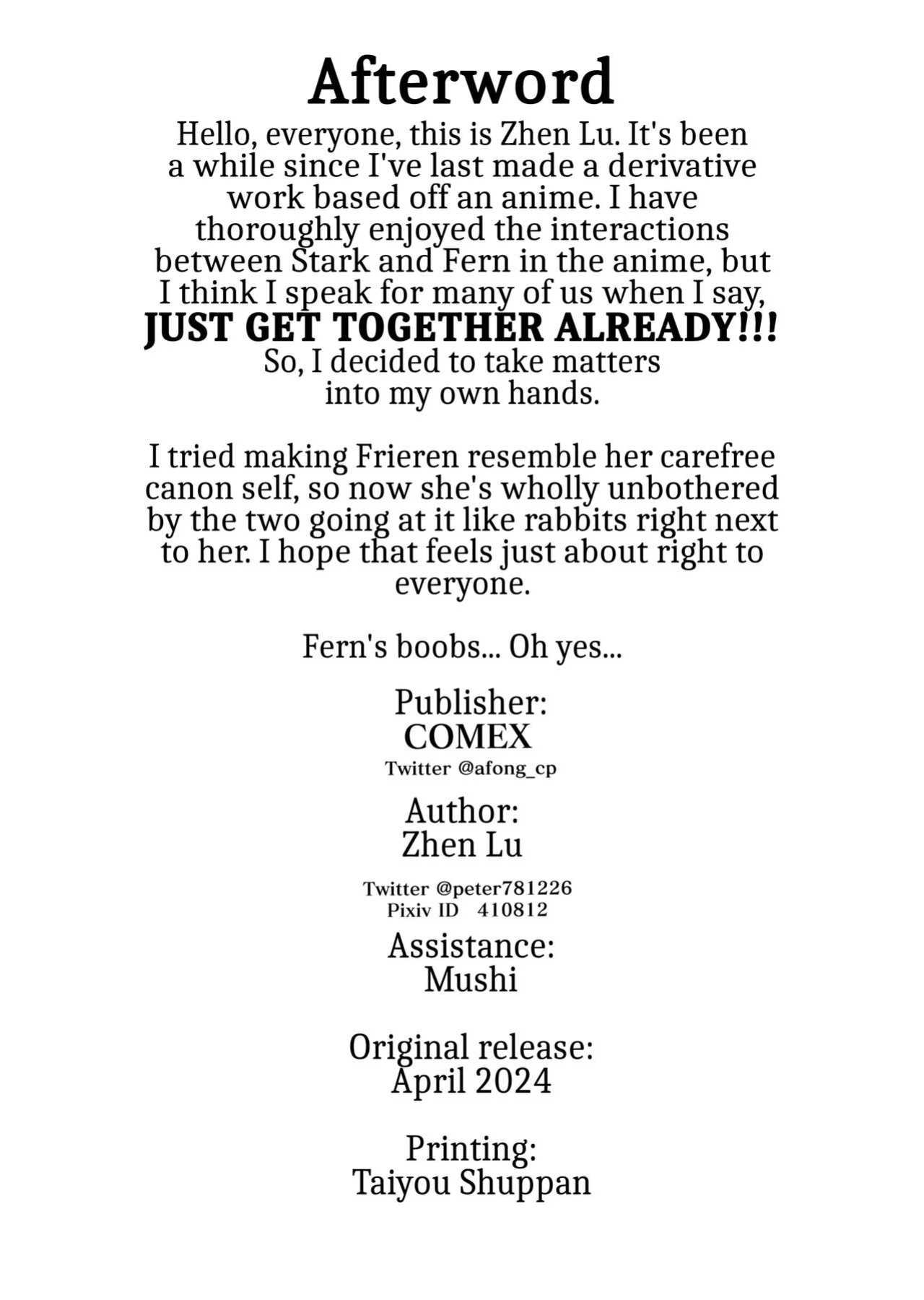 [COMEX (Zhen Lu)] Chinchin ga Ookiku Naru Mahou | Penis Enlargement Magic (Sousou no Frieren) [Fap It Scans]
