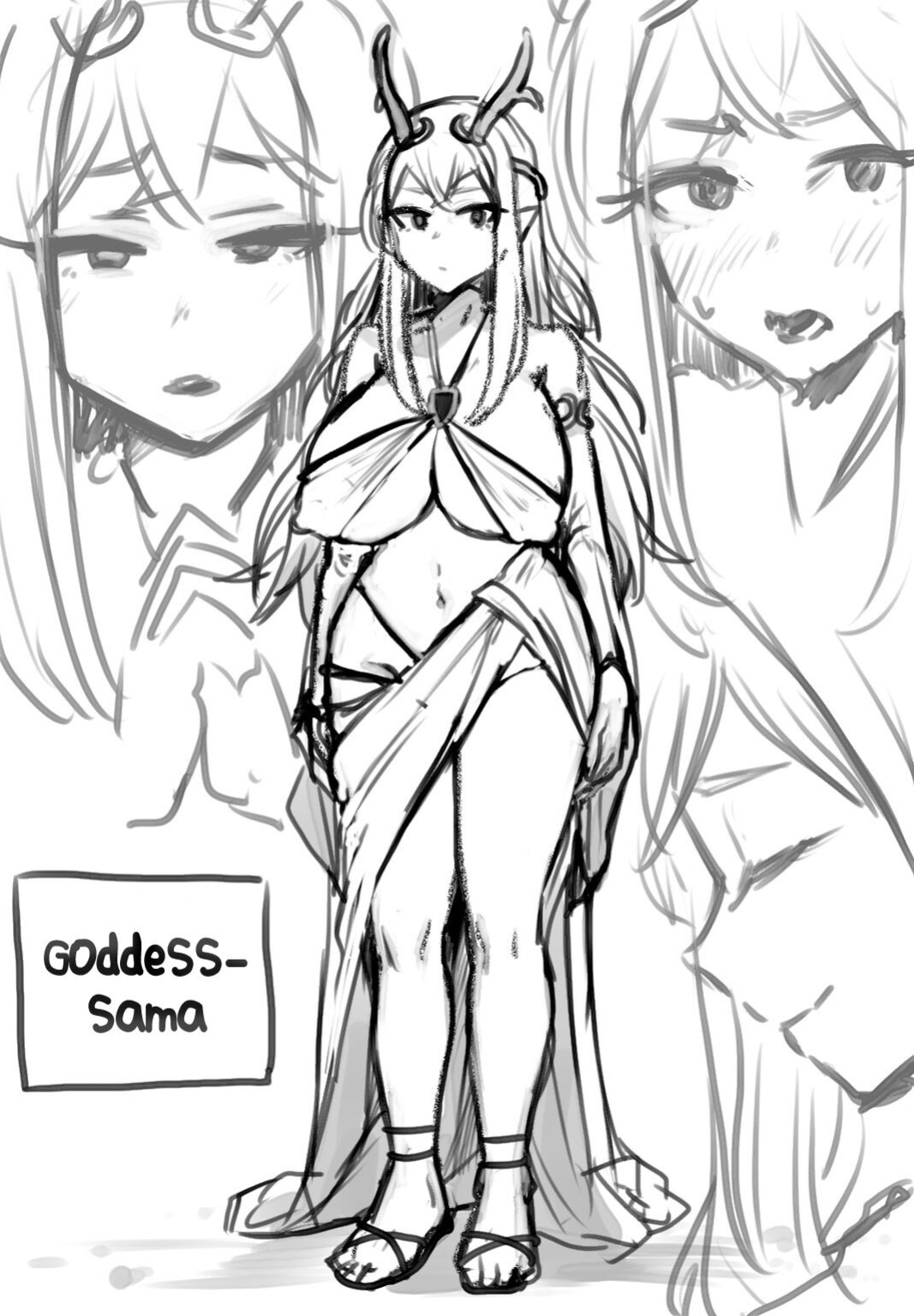 [kitsunekopandanuki (pandanuki)] Yokkyuu Fuman Ochimegami [Futanari Chinpo Sword] o Sazukemasu. | Giving The Sexually Frustrated Fallen Goddess The Item [Futanari Dick Sword]