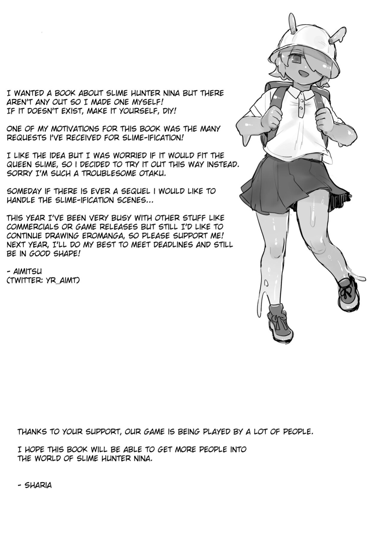 [Slime Yuriverse (Sharia, Aimitsu)] Slime Hunter Nina no Juhon (Fa Zin) Vol.1 | Slime Hunter Nina's Cursed Book (Fanzine) Vol.1