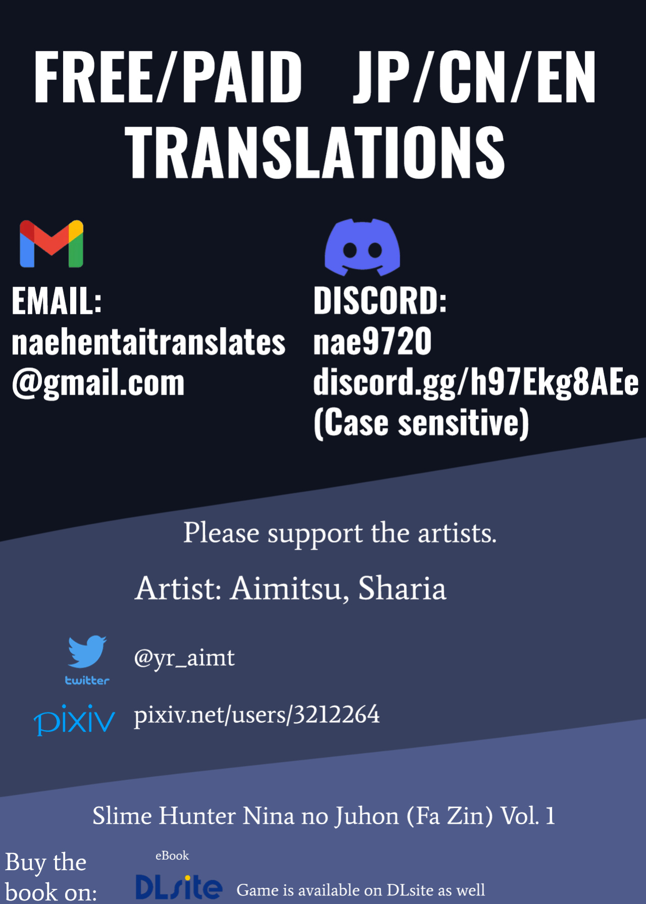 [Slime Yuriverse (Sharia, Aimitsu)] Slime Hunter Nina no Juhon (Fa Zin) Vol.1 | Slime Hunter Nina's Cursed Book (Fanzine) Vol.1