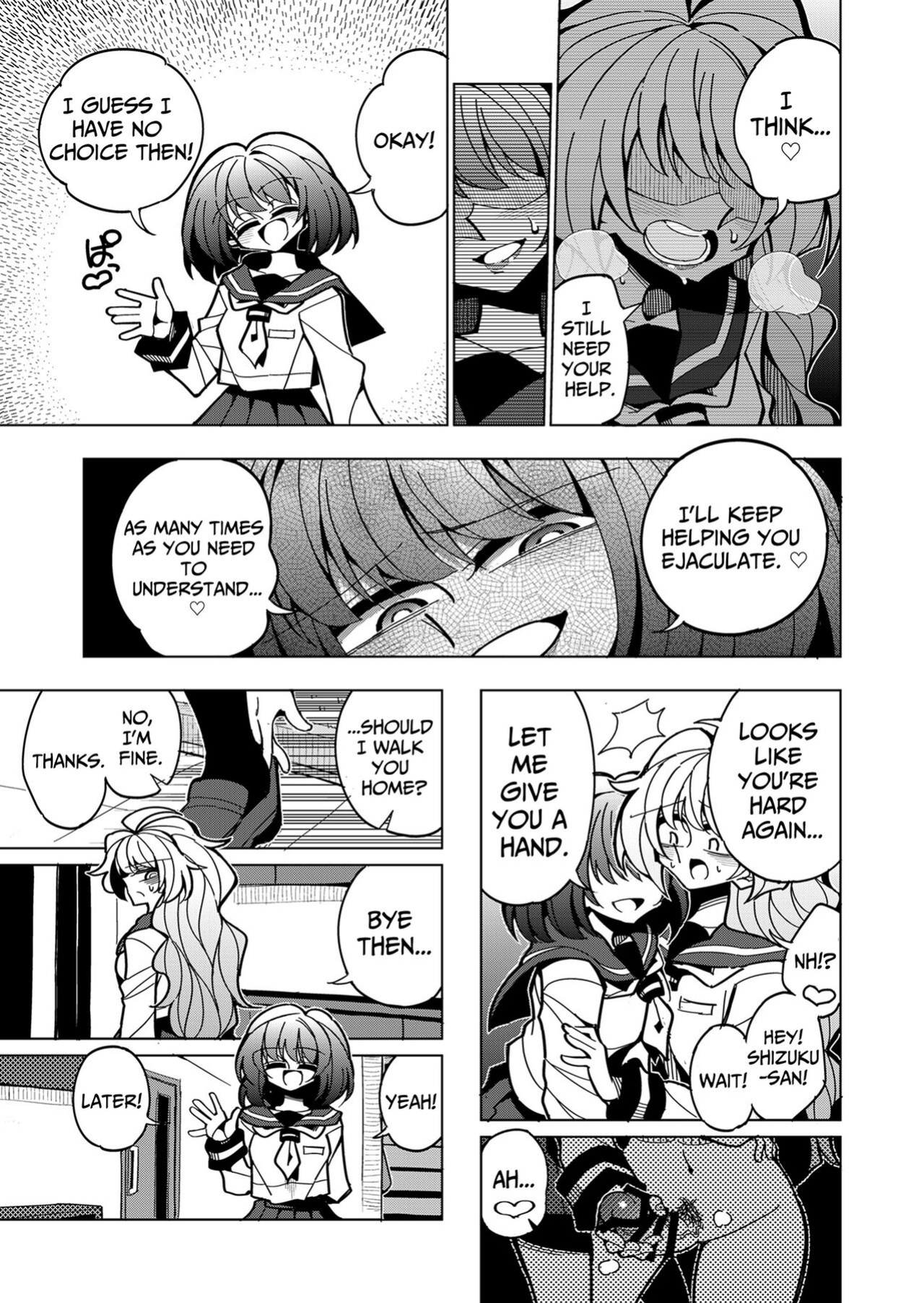 [7 Colored LED (Nekonso)] Shizuku to Shiori If (Zenpen) -5-ka de Oboeru! Futanari Onanie no Susume | Shizuku & Shiori ~It's Up to Me To Service Futanari-modified Senpai!~ [Pink Glass TL]