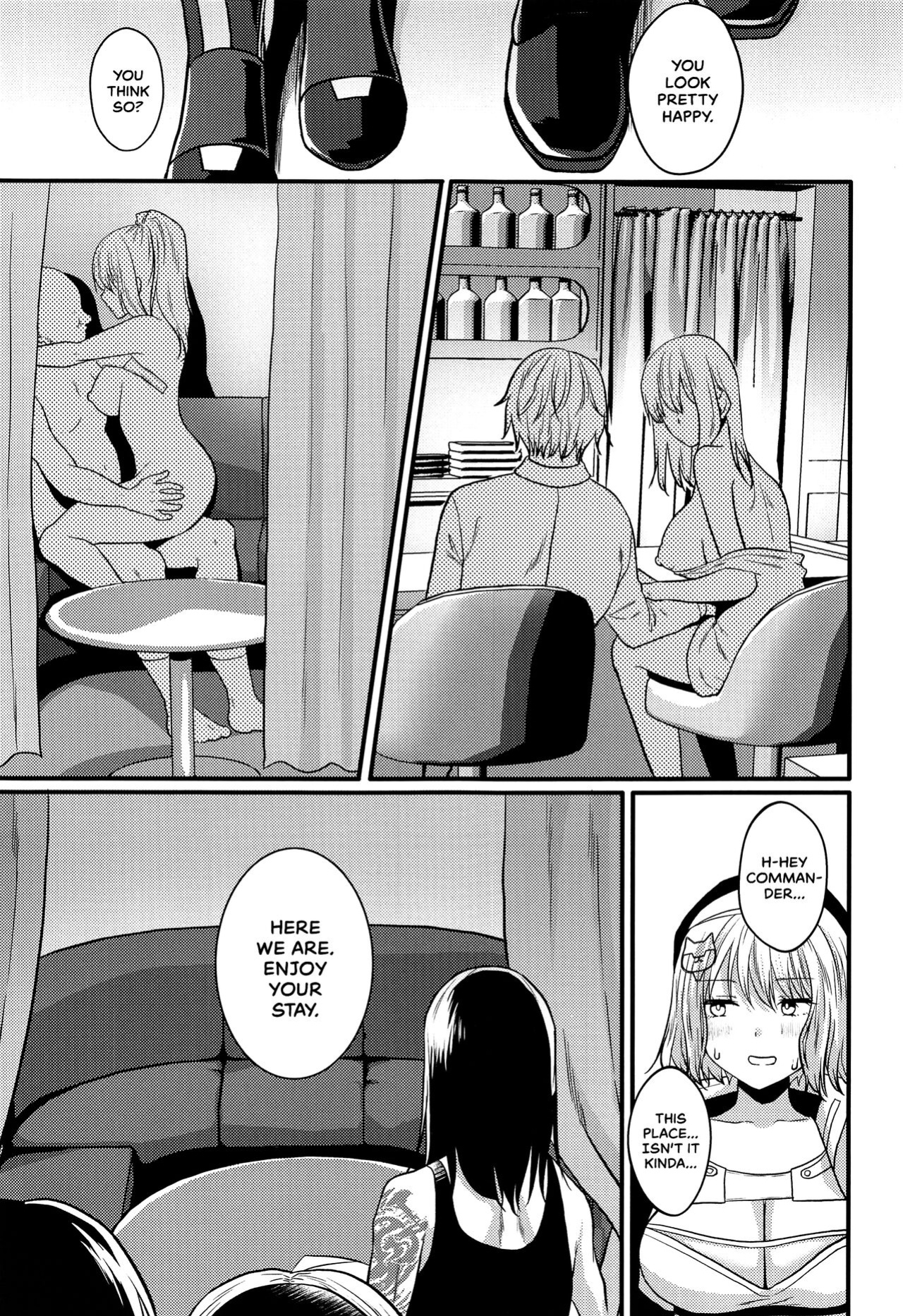 (C103) [Meringue (Kumano Kotaro)] Toaru Shikikan to Nikke ga Couple Kissa e Itta Ohanashi | A story following a certain Commander and Nikke visiting a couples bar (Goddess of Victory: Nikke) [Navajodo]