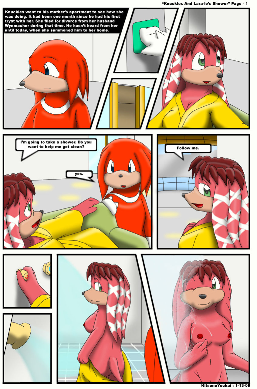 [Kitsune Youaki] Knuckles and Lara-Le's Shower (Sonic The Hedgehog)