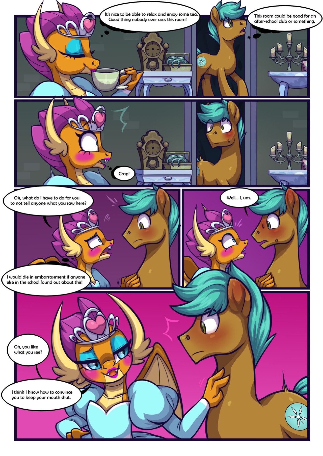 [Moonseeker(SketchySkylar)] tea party Smolder x OC comic