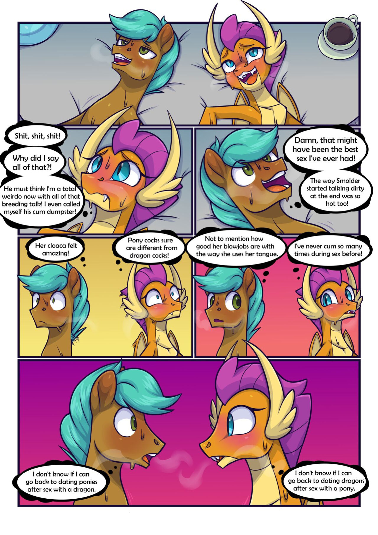 [Moonseeker(SketchySkylar)] tea party Smolder x OC comic
