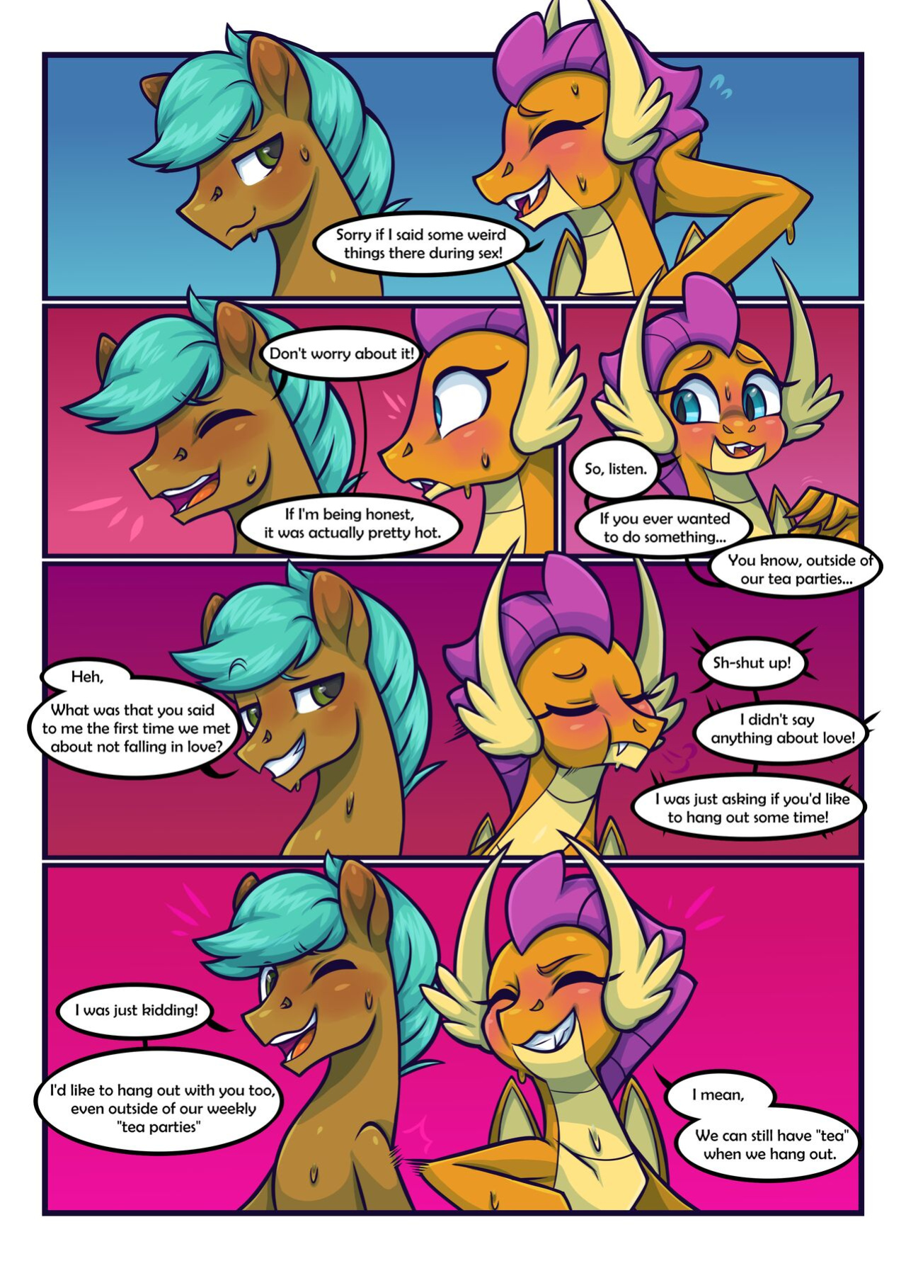 [Moonseeker(SketchySkylar)] tea party Smolder x OC comic